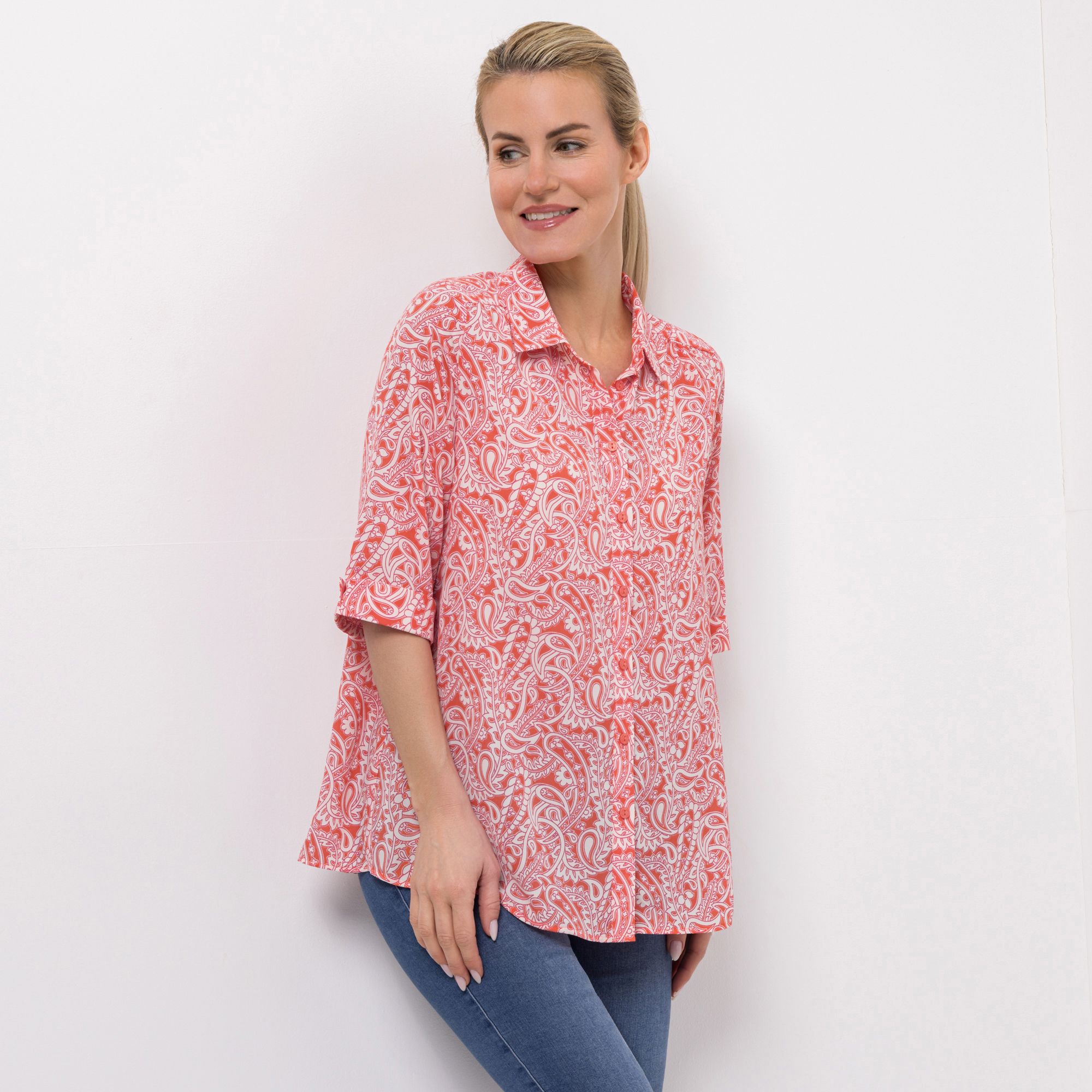 B-Ware EVA LUTZ Bluse Luki Kragen Knopfleiste