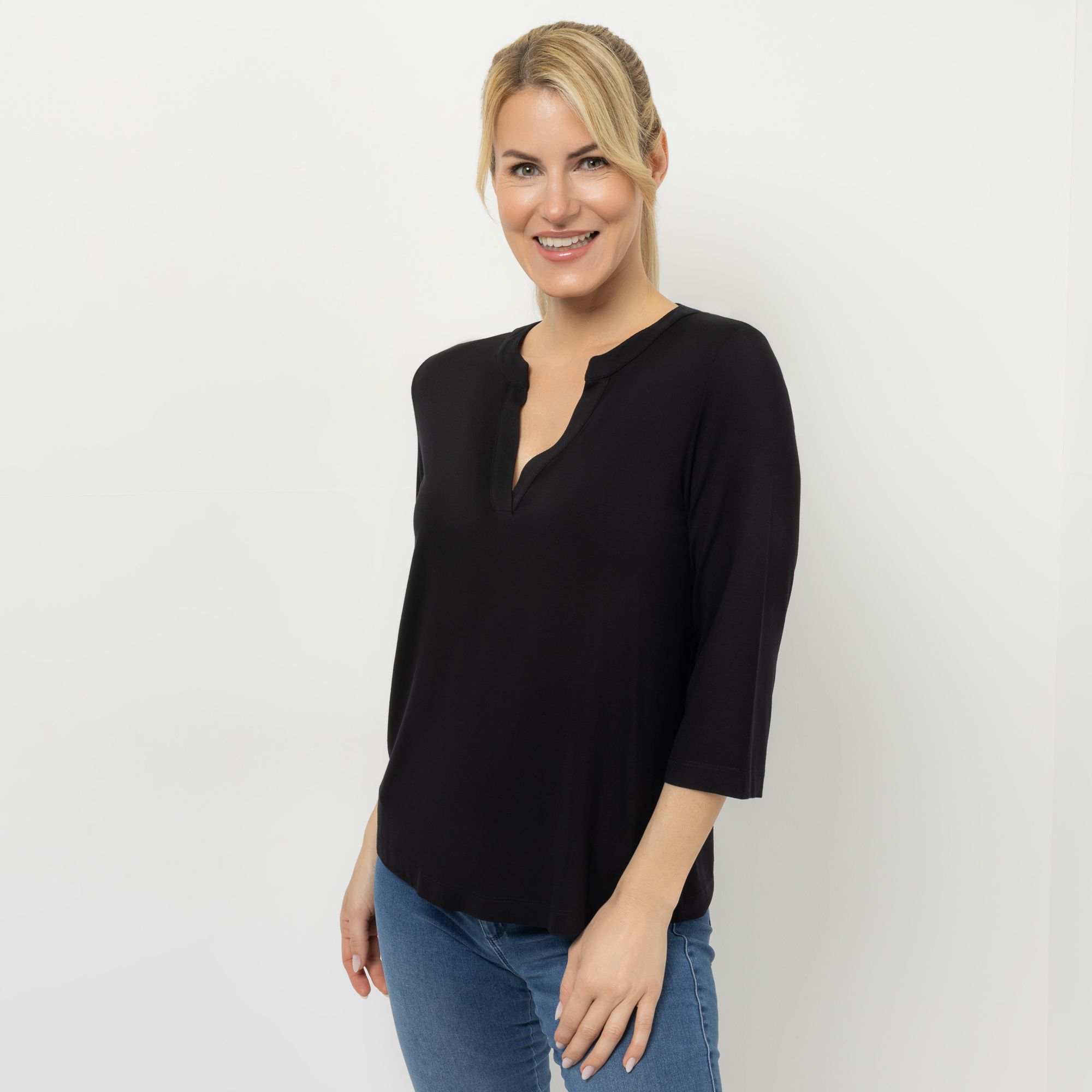 B-Ware EVA LUTZ Shirt, 3/4-Arm Rundhalsausschnitt mit ECOVERO Viskose