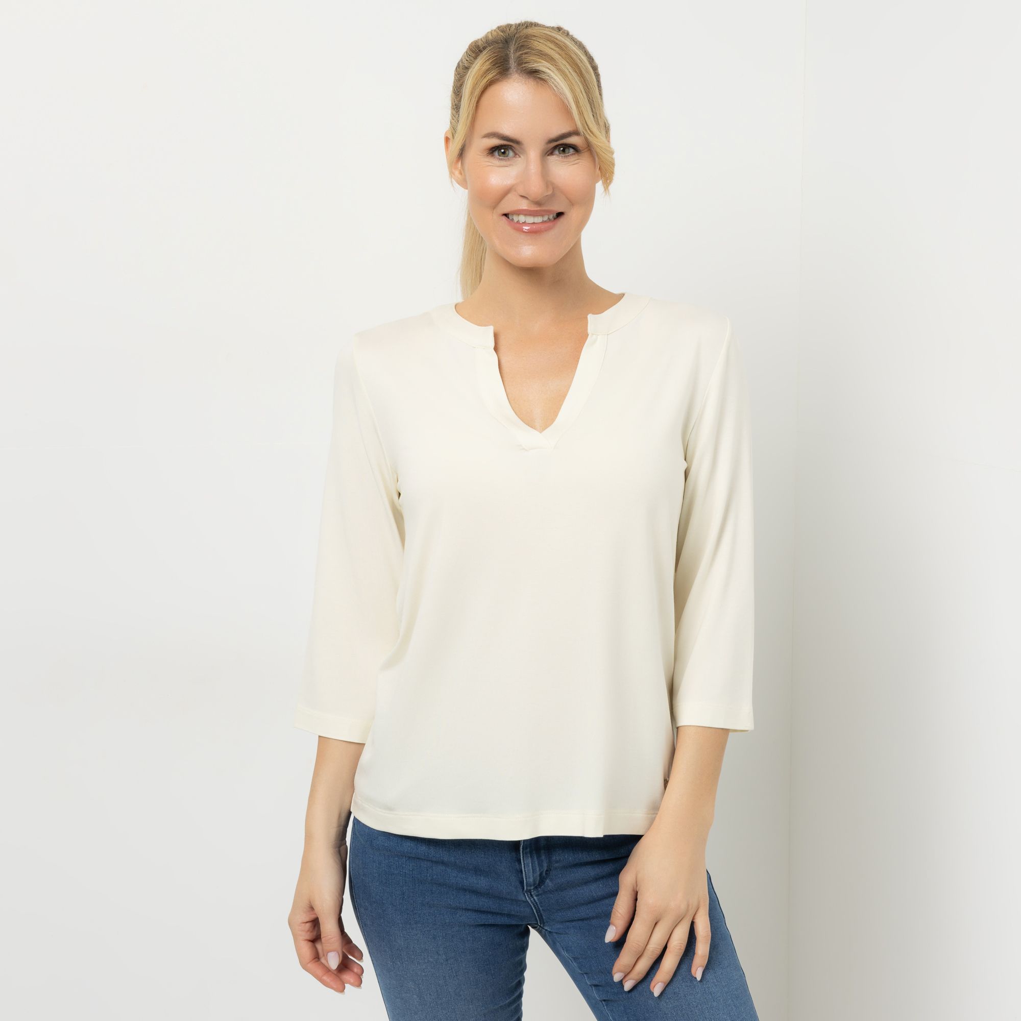 B-Ware EVA LUTZ Shirt, 3/4-Arm Rundhalsausschnitt mit ECOVERO Viskose