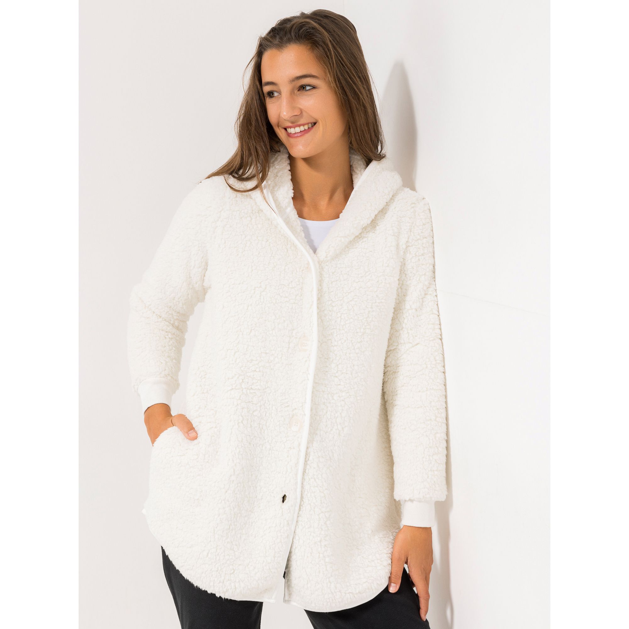 B-Ware POLARSTERN HOMEWEAR Cardigan, 1/1-Arm Teddy-Optik Knopfverschluss