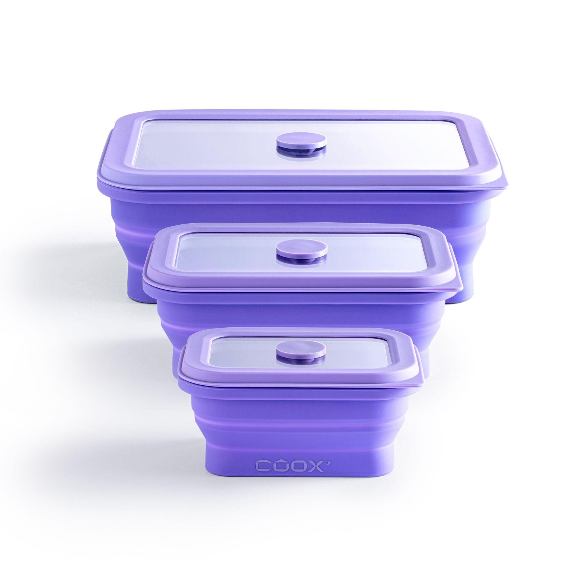 B-Ware COOX® Faltbare Silikondosen 250ml, 450ml, 1L Glasdeckel & -boden