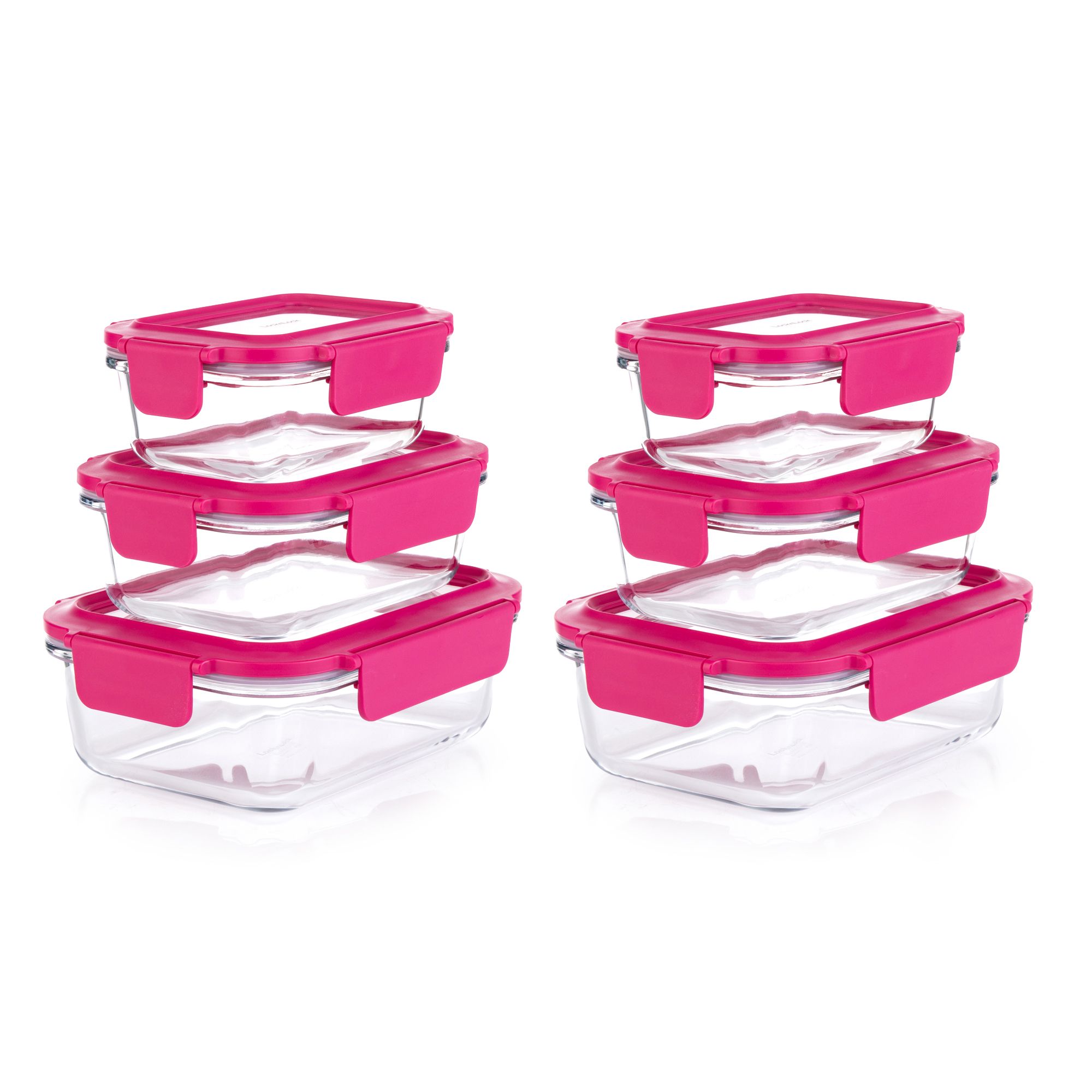 B-Ware LocknLock 6 Frischhaltedosen mit Glasdeckel rechteckig, 380ml-1L