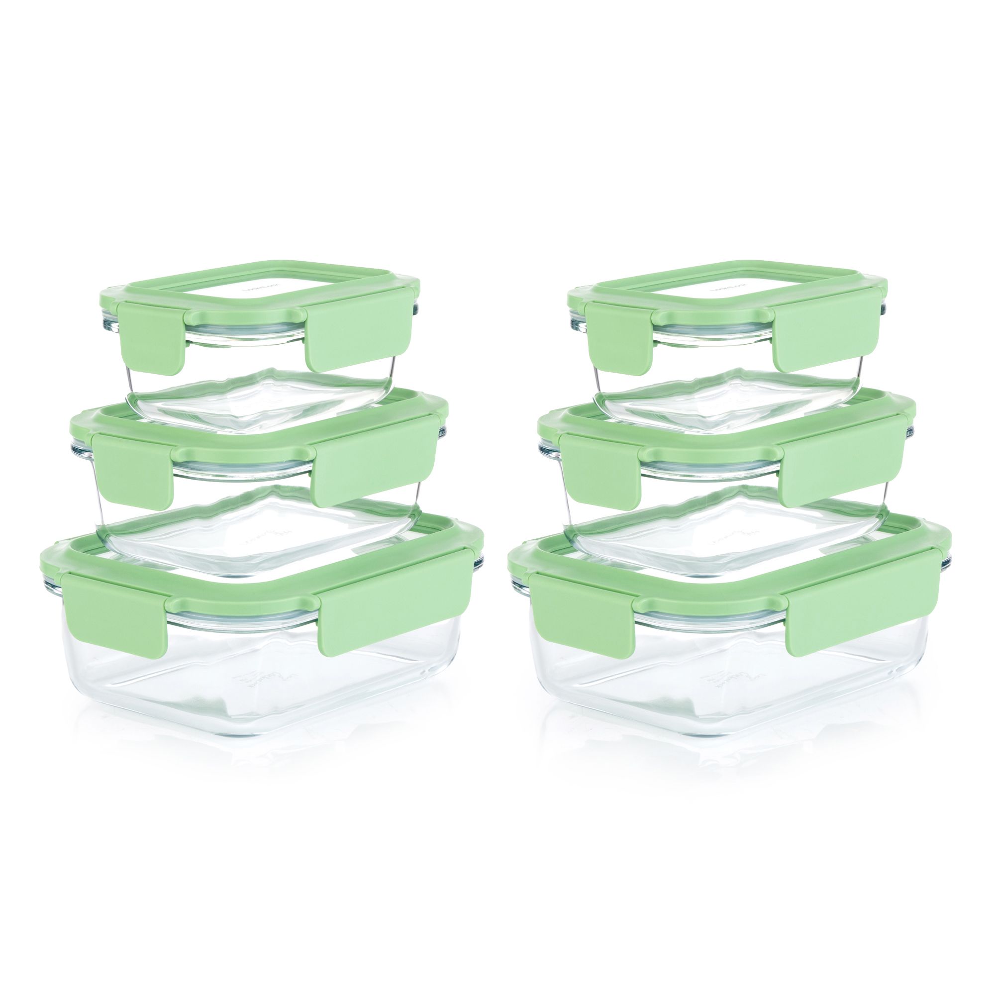 B-Ware LocknLock 6 Frischhaltedosen mit Glasdeckel rechteckig, 380ml-1L