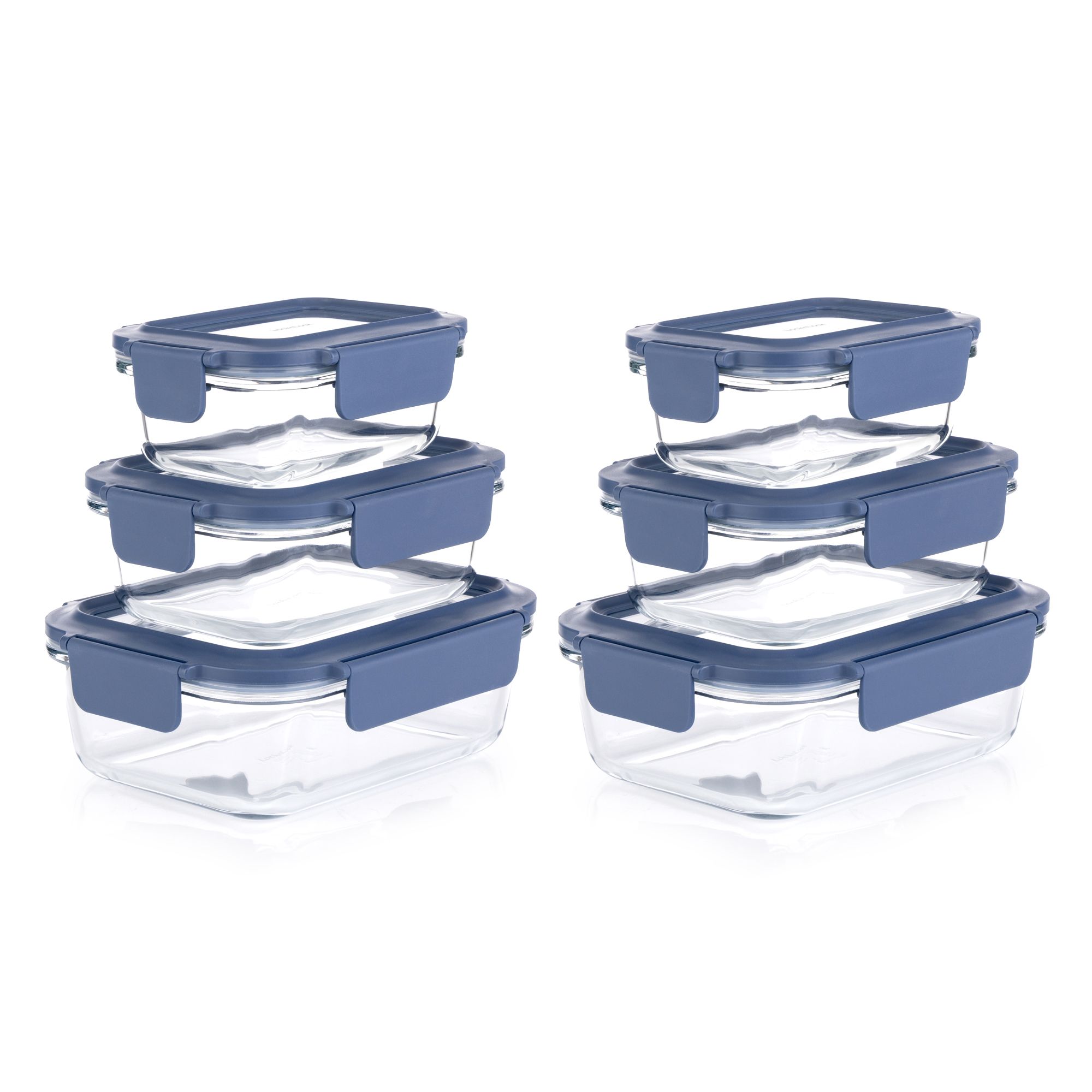 B-Ware LocknLock 6 Frischhaltedosen mit Glasdeckel rechteckig, 380ml-1L