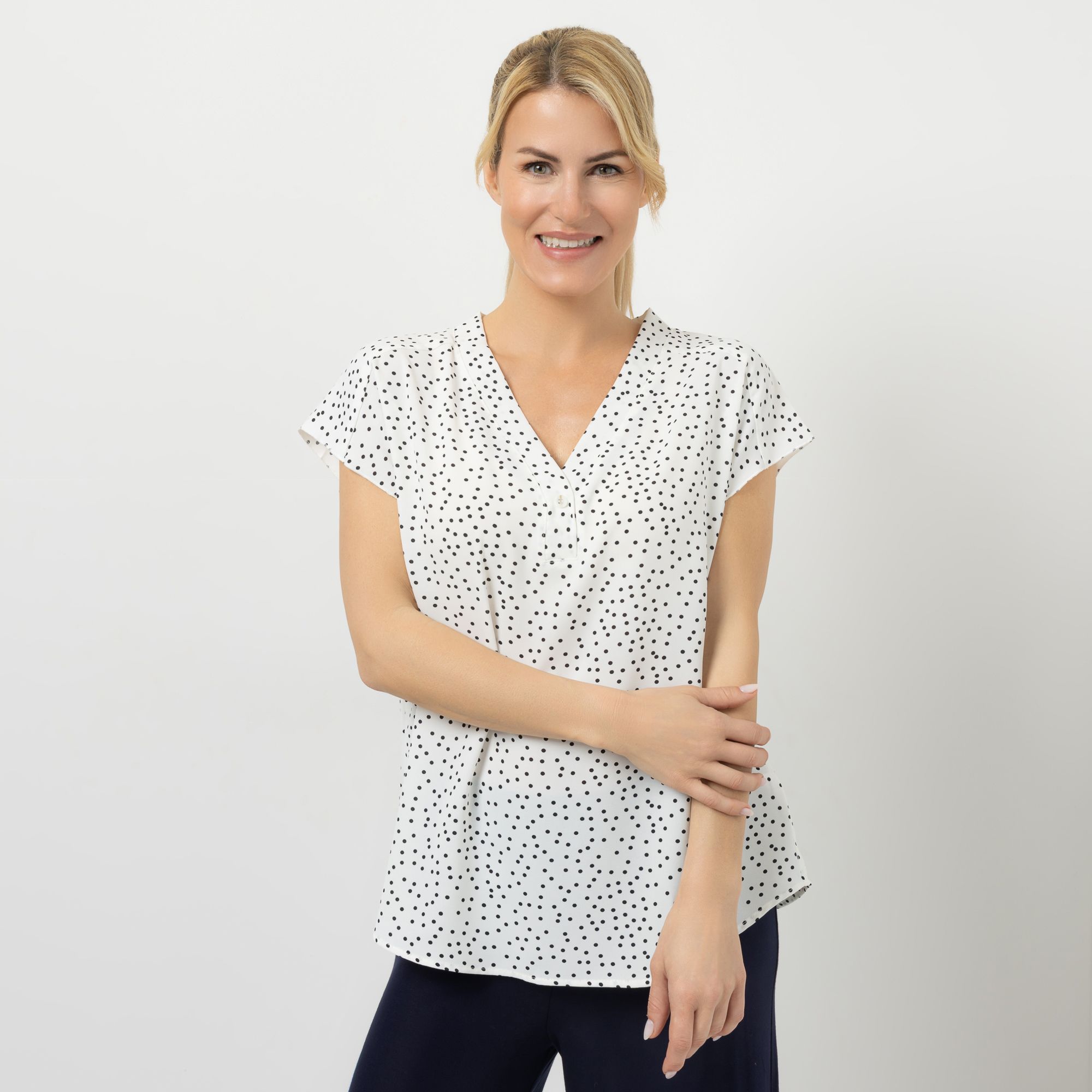 B-Ware KIM & CO. Bluse, 1/4-Arm Struktur-Popeline Zierknopf