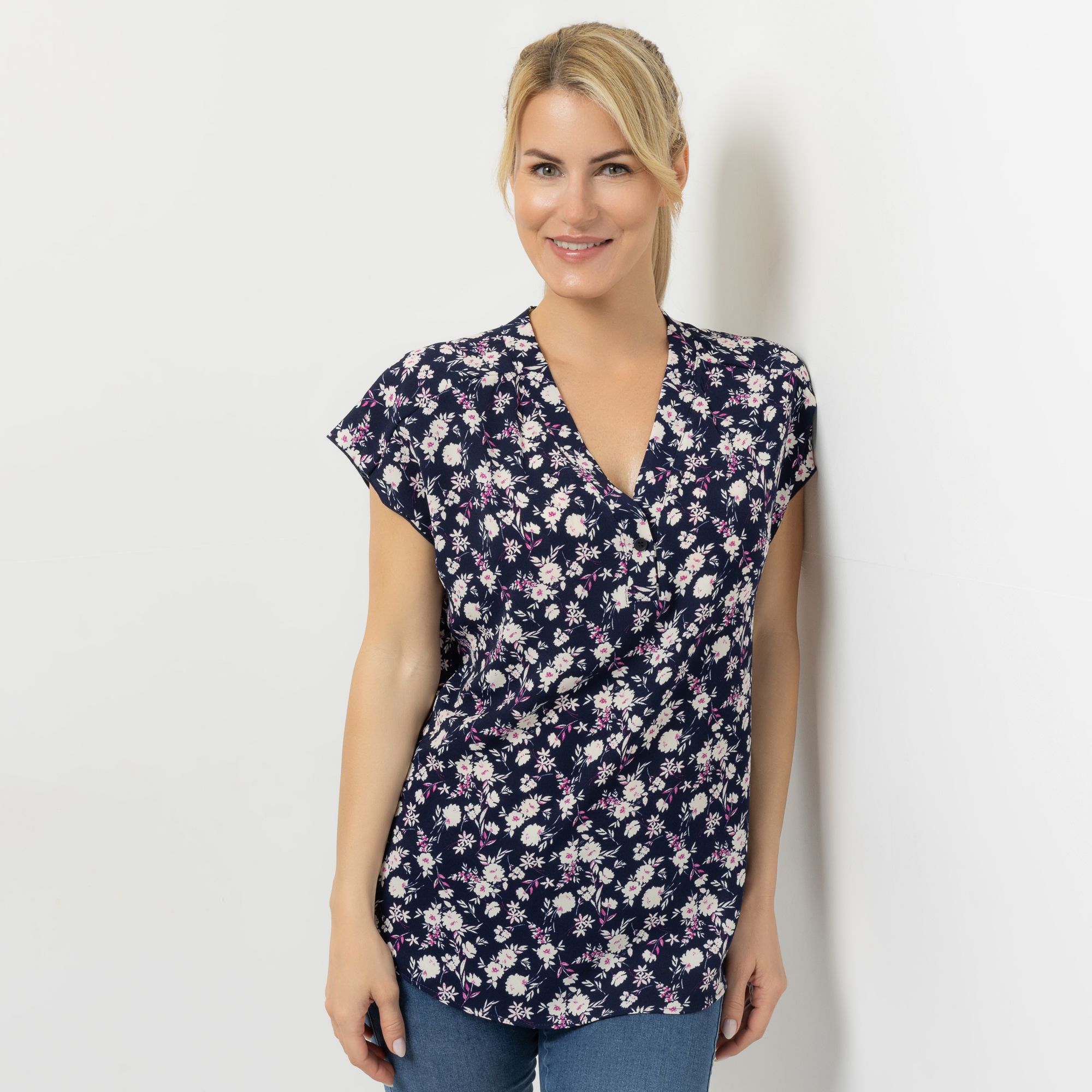 B-Ware KIM & CO. Bluse, 1/4-Arm Struktur-Popeline Zierknopf
