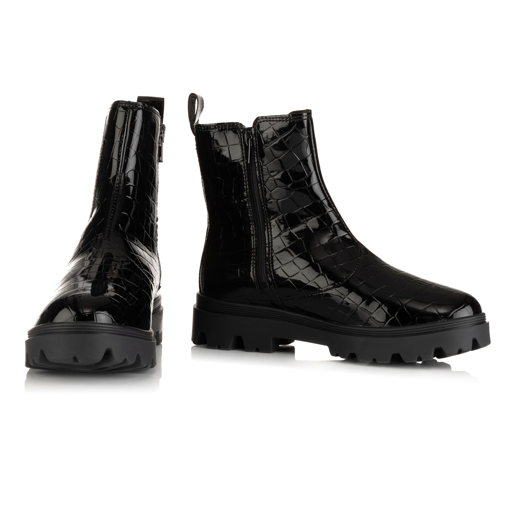 B-Ware VITAFORM Damen-Stiefelette Krokolackstretch Reißverschluss