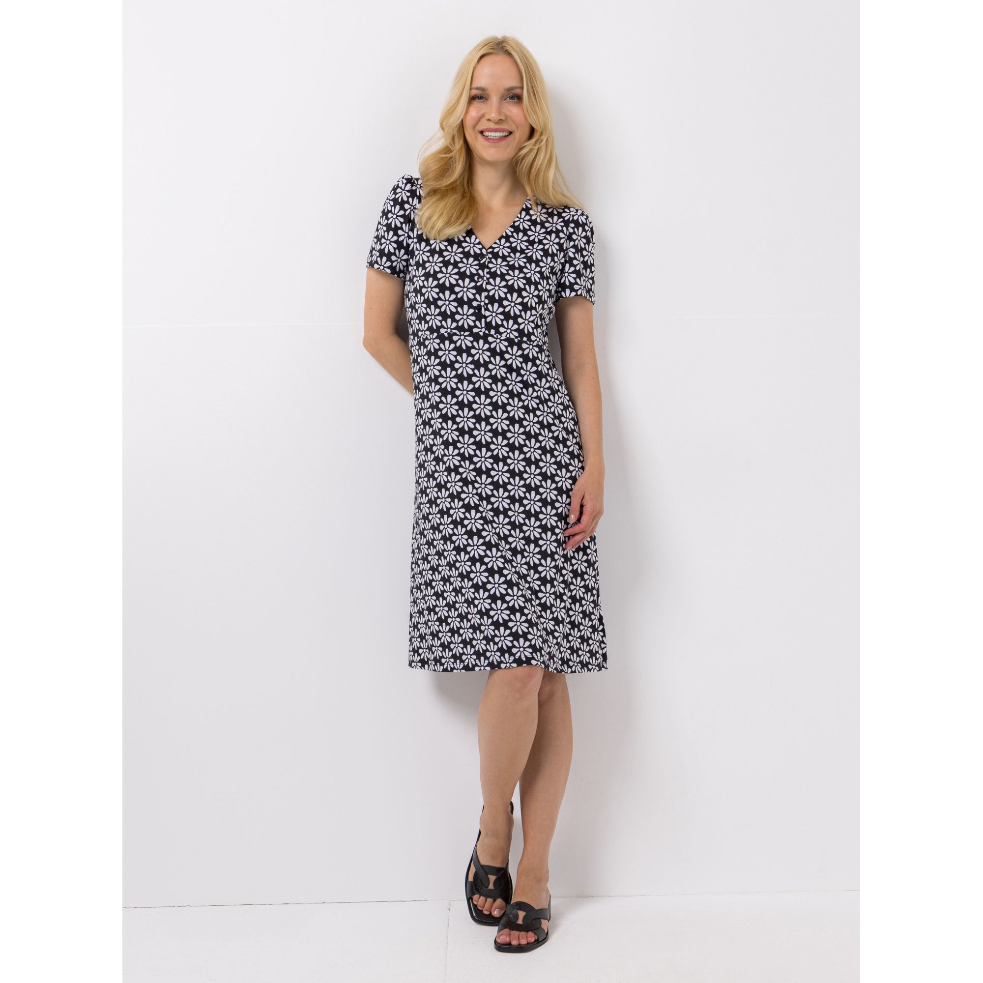 B-Ware KIM & CO. Kleid, kurzer 1/2-Arm Brazil Knit Jersey halbe Knopfleiste