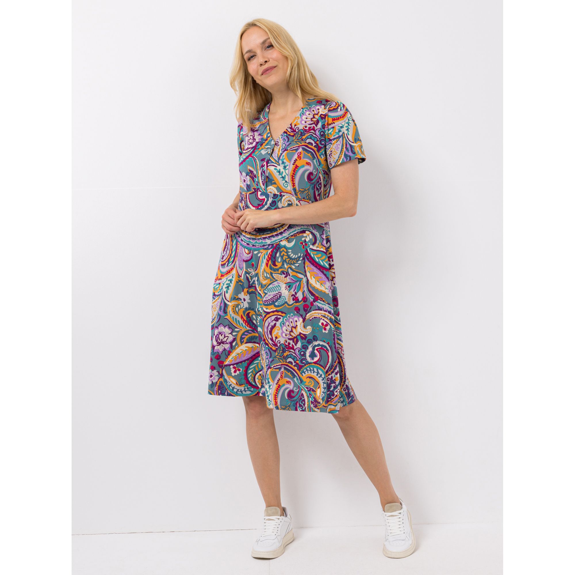 B-Ware KIM & CO. Kleid, kurzer 1/2-Arm Brazil Knit Jersey halbe Knopfleiste