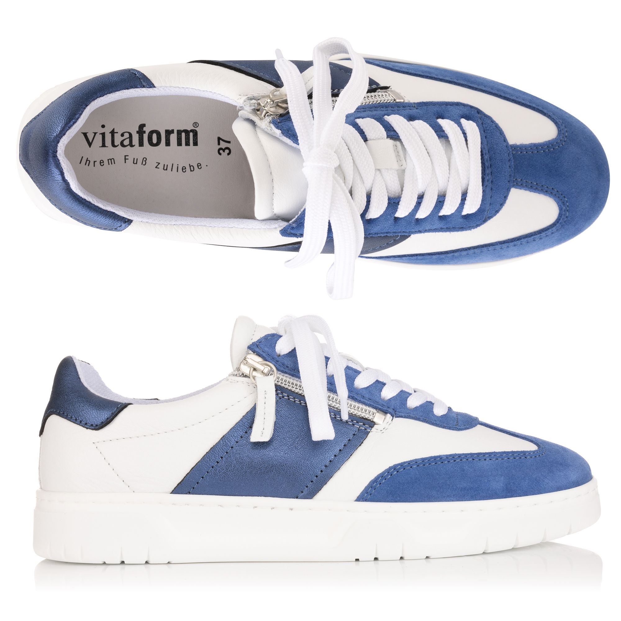 B-Ware VITAFORM Damen-Sneaker Nappa/ Veloursleder seitl. Reißverschluss