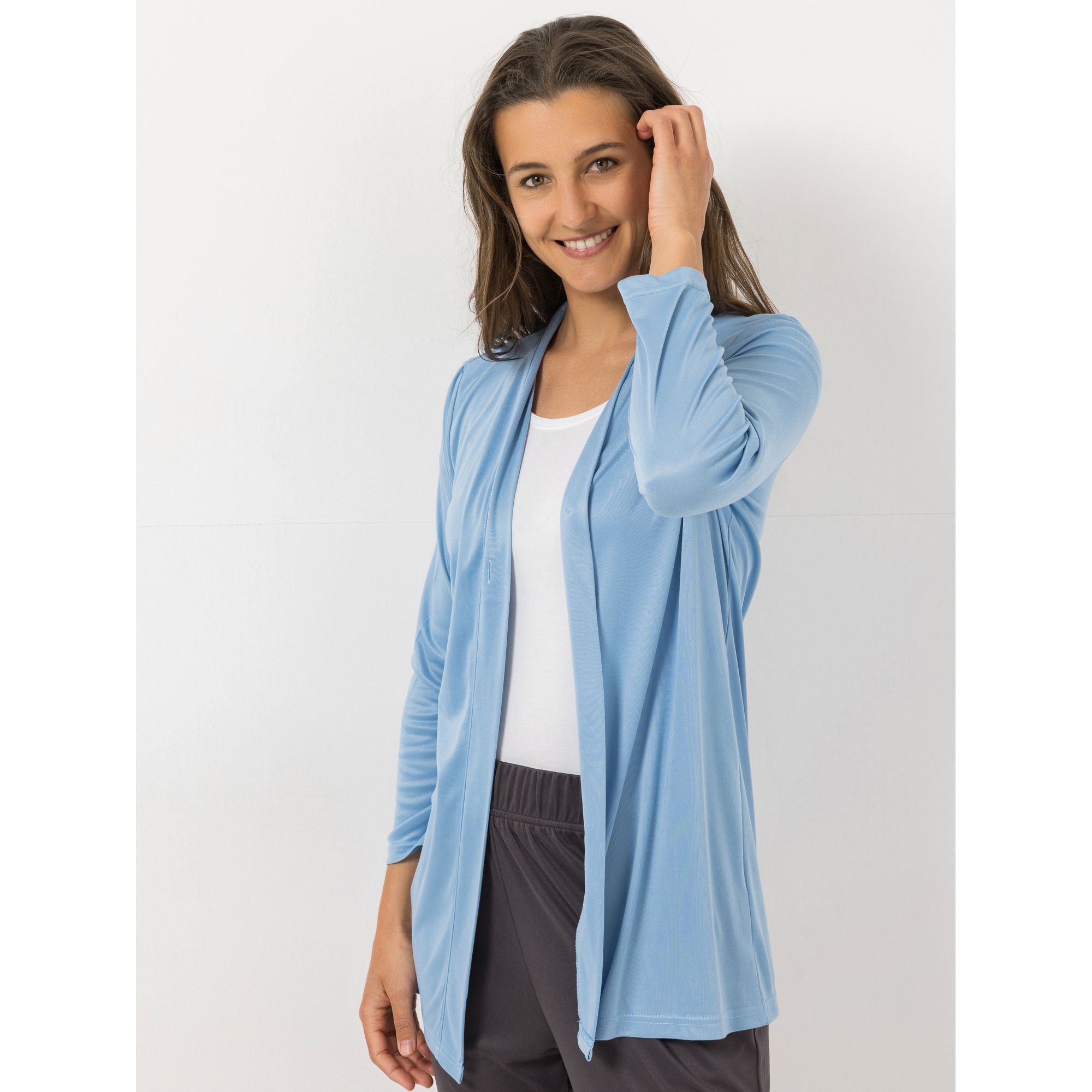 B-Ware JERYMOOD HOMEWEAR Cardigan, 1/1-Arm Mikrofaser mit Knopf