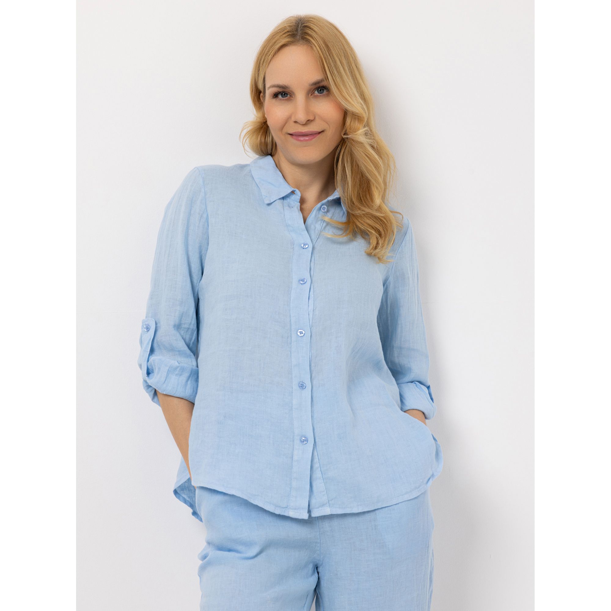 B-Ware DINE 'N' DANCE Leinenbluse Frida 1/1-Arm Blusenkragen