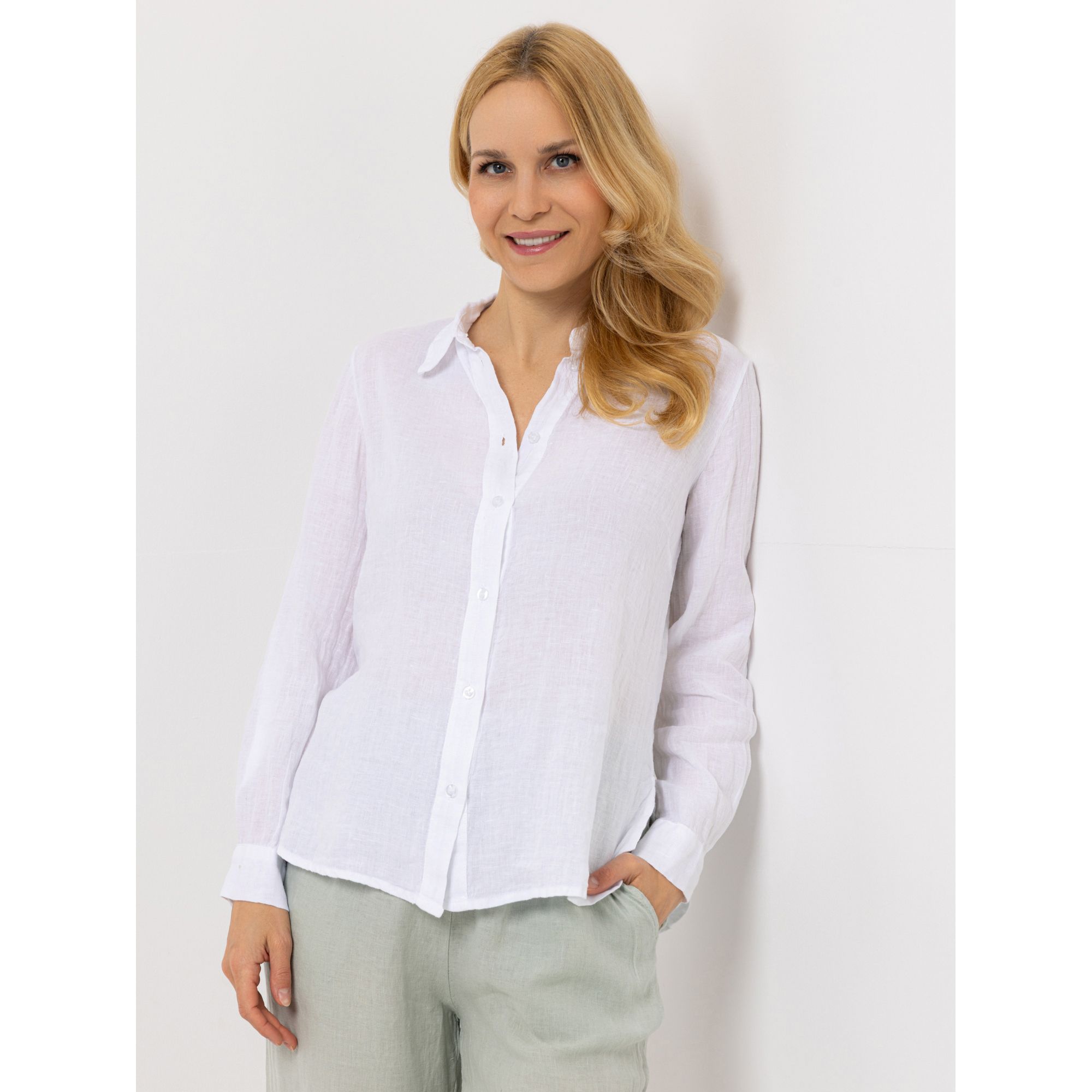 B-Ware DINE 'N' DANCE Leinenbluse Frida 1/1-Arm Blusenkragen