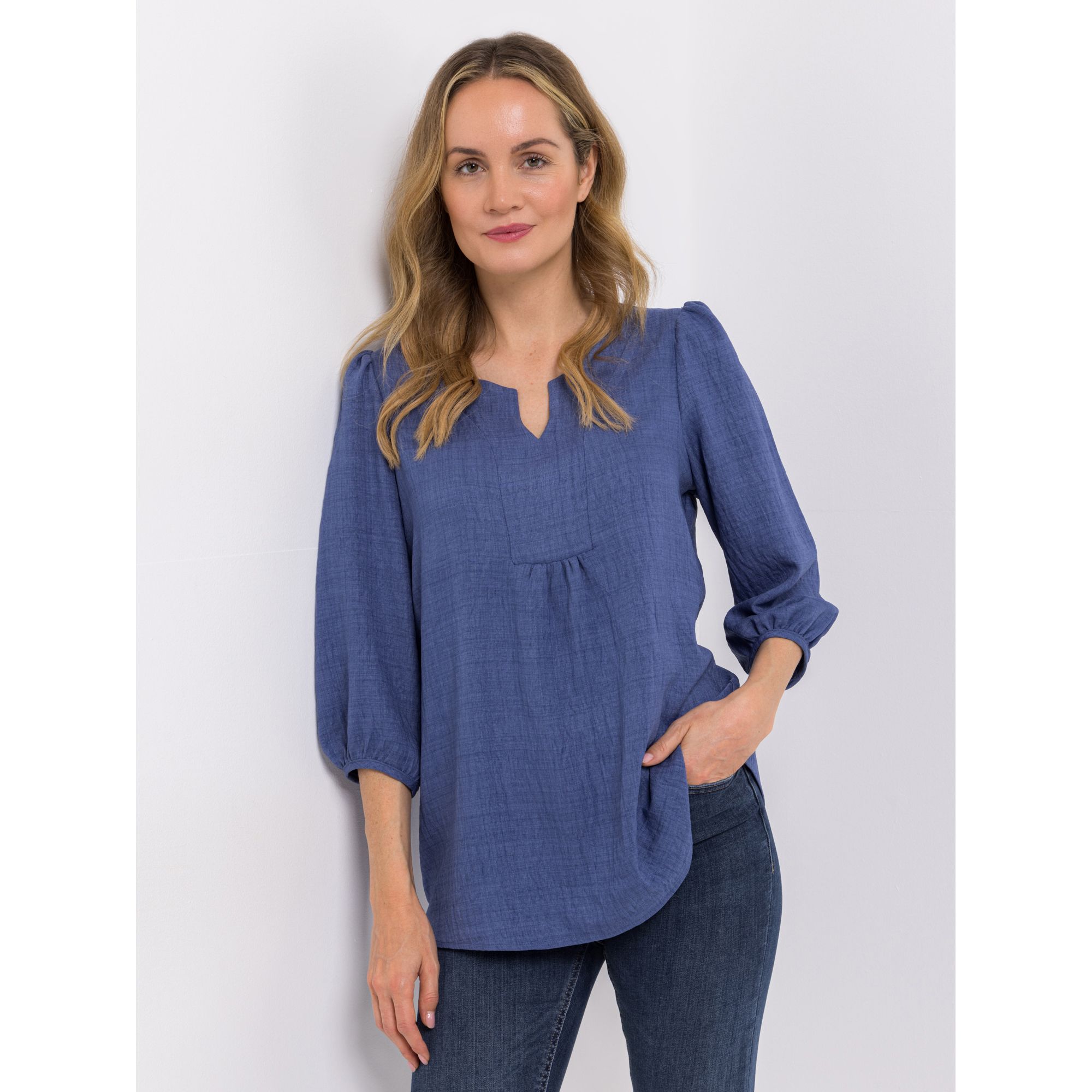 B-Ware KIM & CO. Bluse, 3/4-Arm Chambray Popeline leicht elastisch