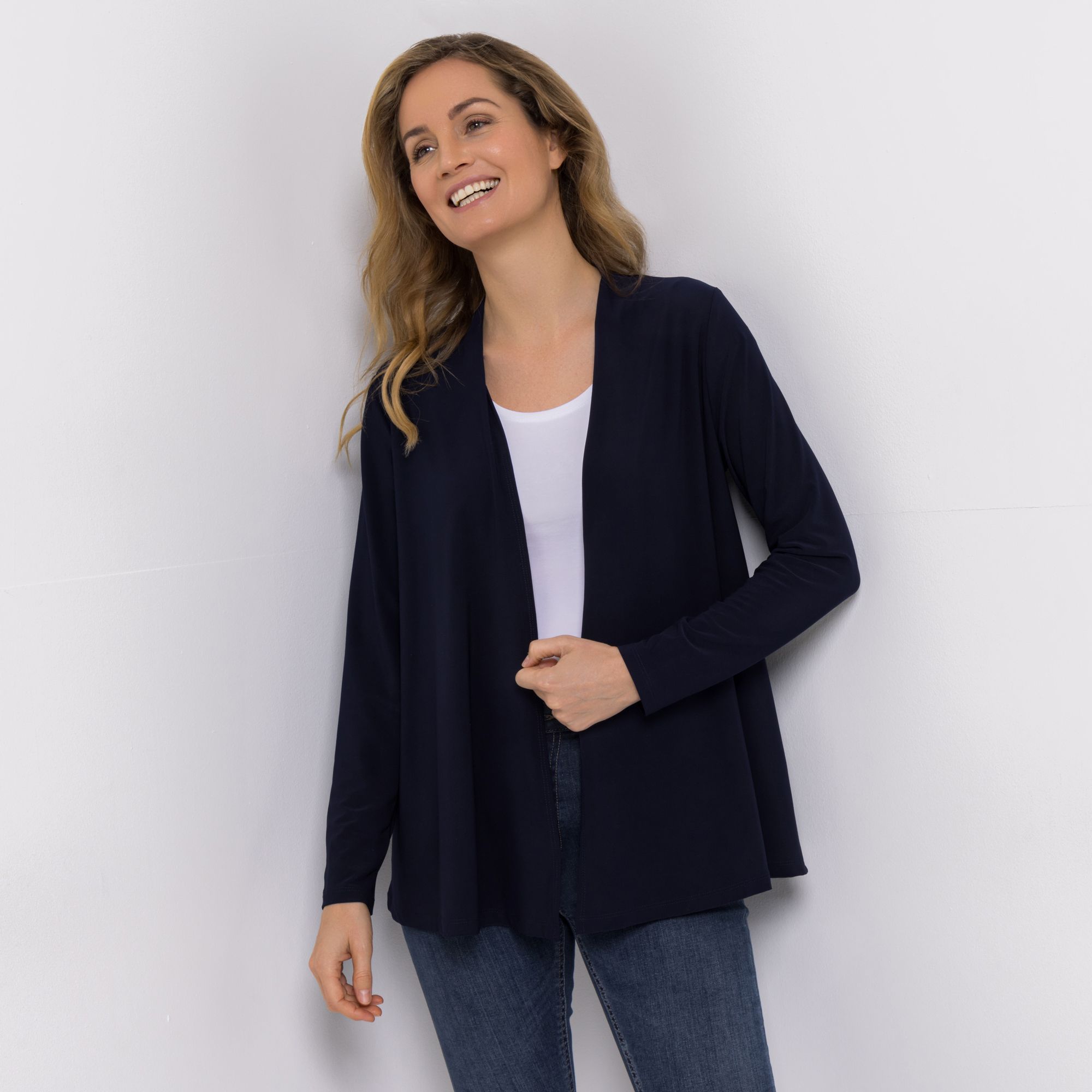 B-Ware KIM & CO. Cardigan, Langarm Deluxe Brazil Knit Raffung im Rücken