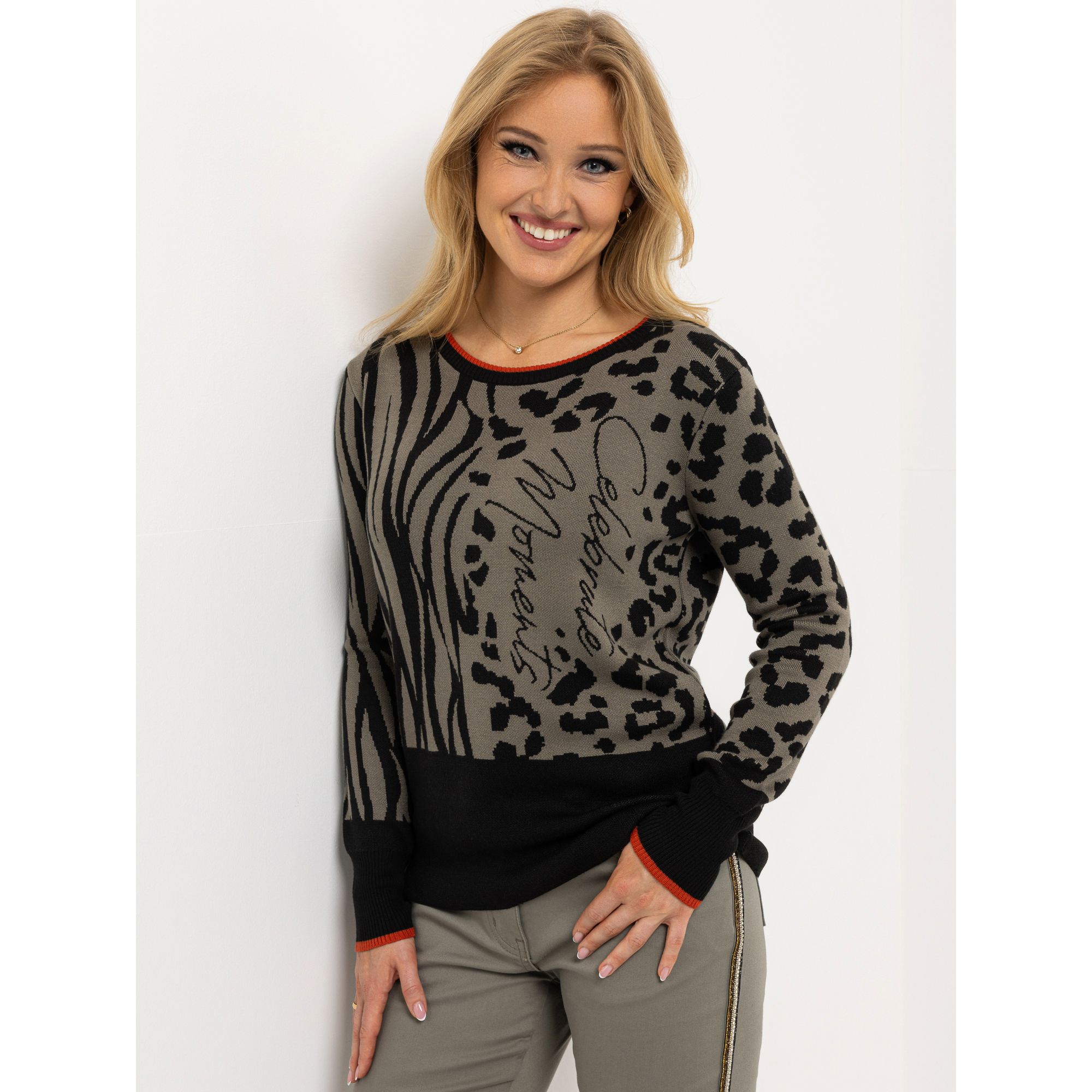 B-Ware AMINATI® Pullover, 1/1-Arm Rundhalsausschnitt Muster-Mix