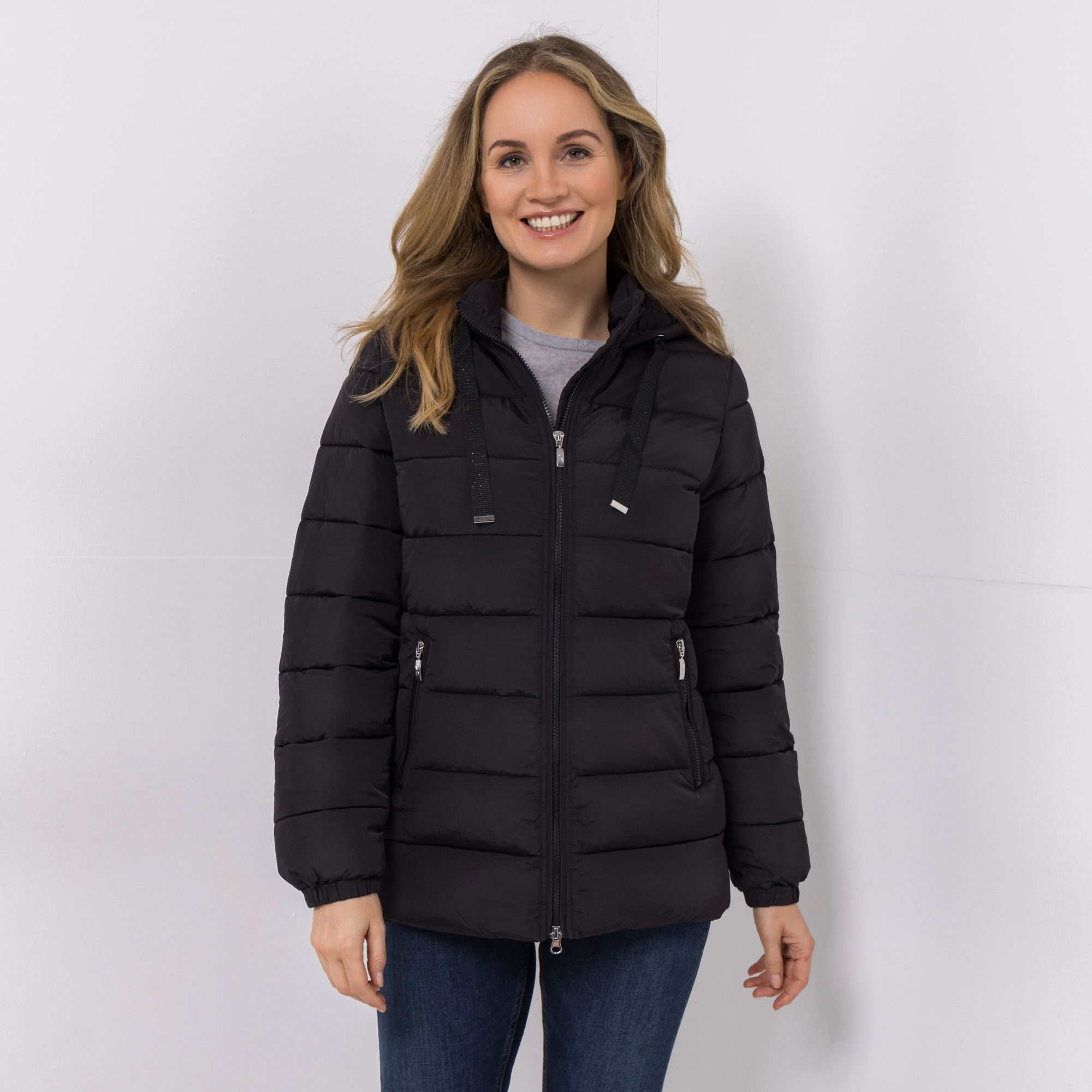 B-Ware VIA MILANO Steppjacke 2-Wege-Reißverschluss Kapuze