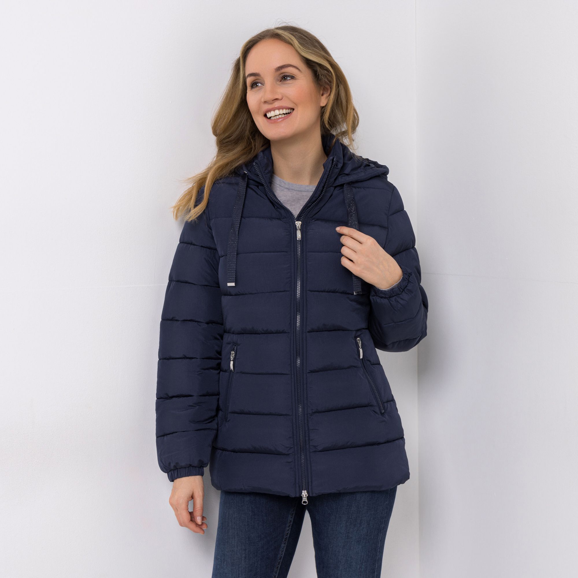 B-Ware VIA MILANO Steppjacke 2-Wege-Reißverschluss Kapuze