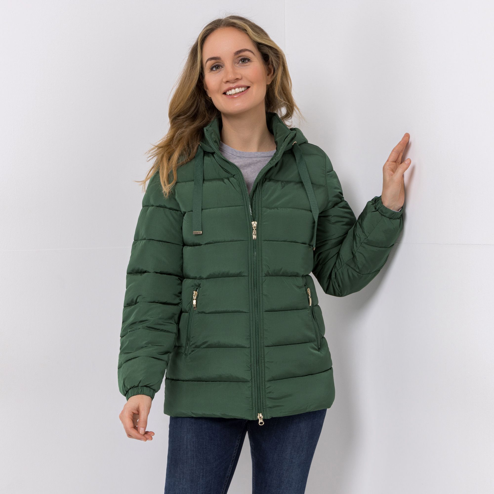 B-Ware VIA MILANO Steppjacke 2-Wege-Reißverschluss Kapuze