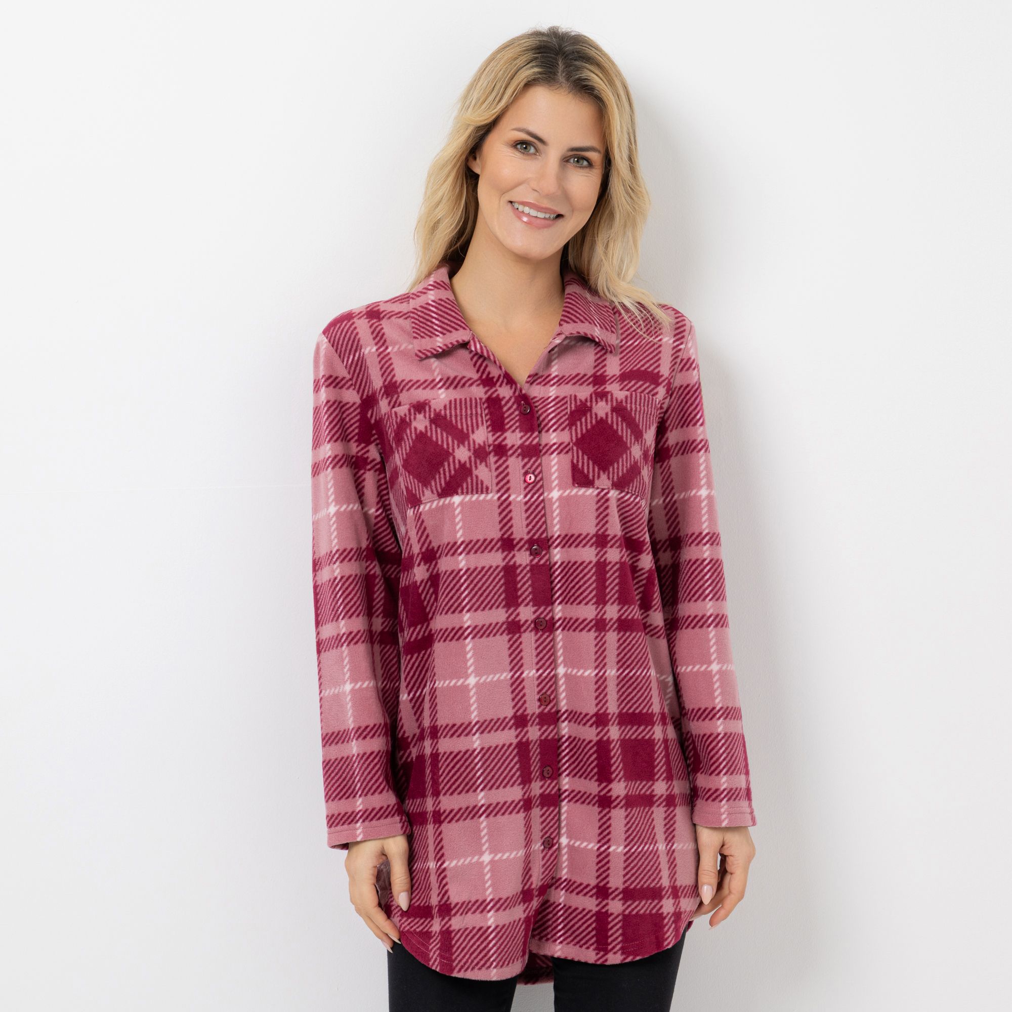 B-Ware POLARSTERN Hemdbluse, lange Form Mikrofaser Fleece bedruckt