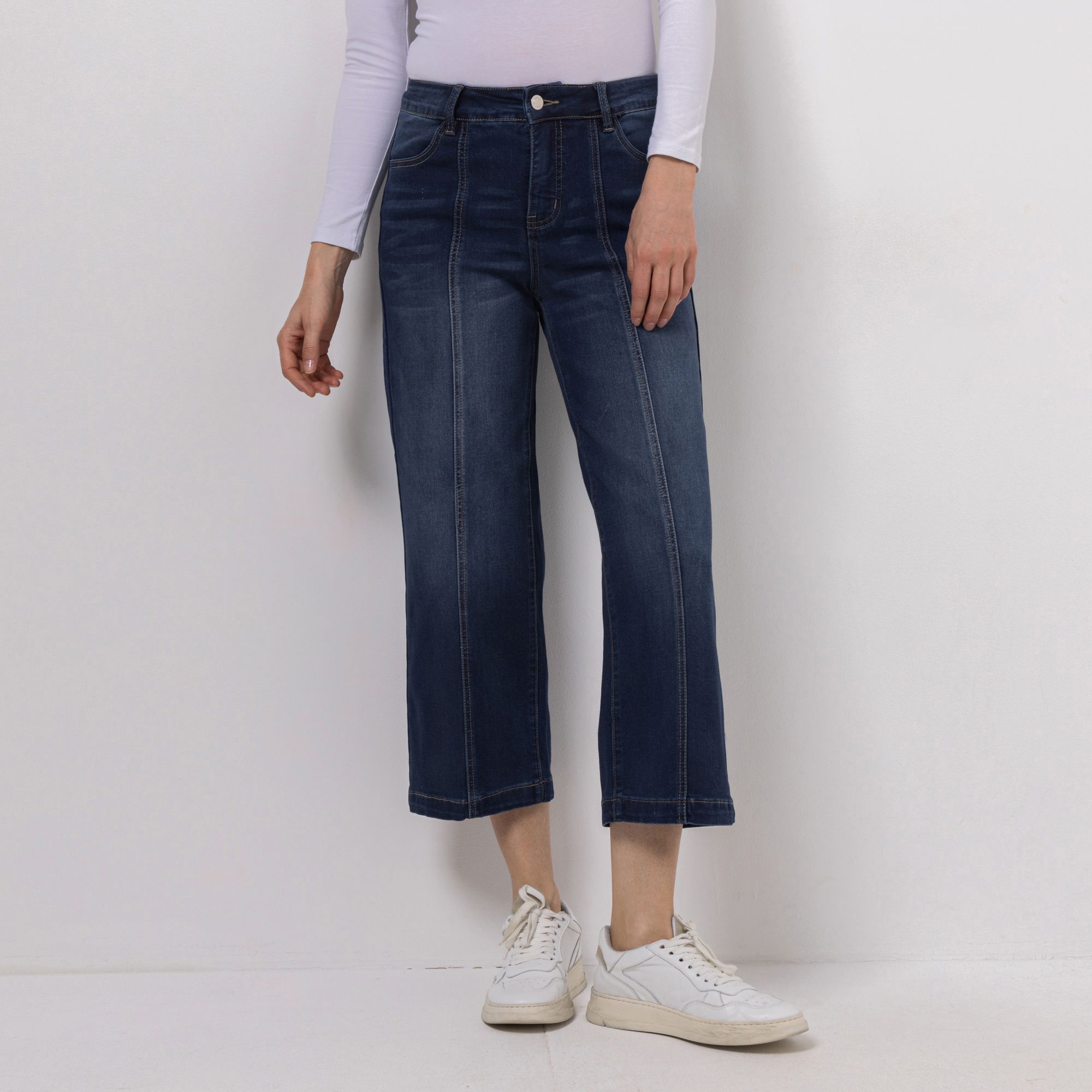 B-Ware EVA LUTZ Jeanshose, 7/8-Länge Teilungsnähte Gesäßtaschen