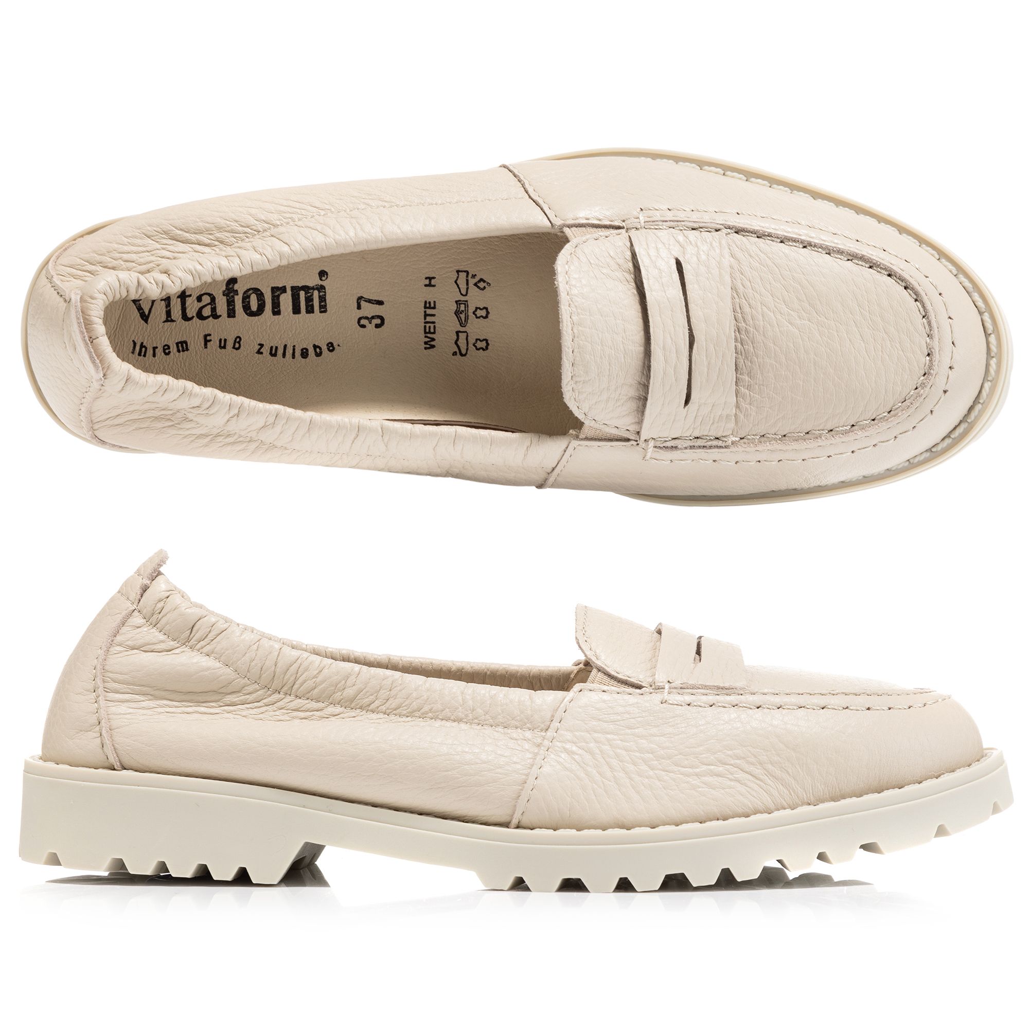 B-Ware VITAFORM Damen-Slipper Hirschleder farbige Sohle