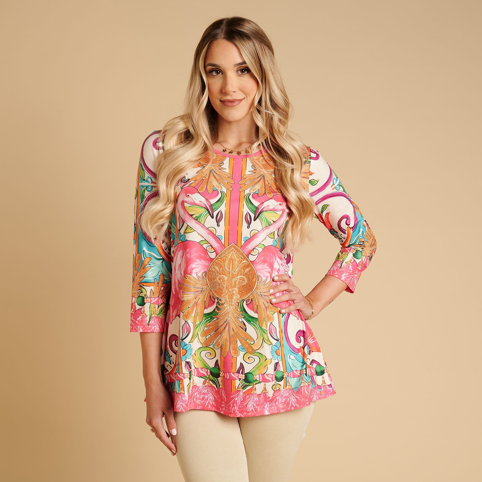 B-Ware SCHIFFHAUER MUNICH® Shirt, 3/4 Arm Materialmix Strasssteinbesatz