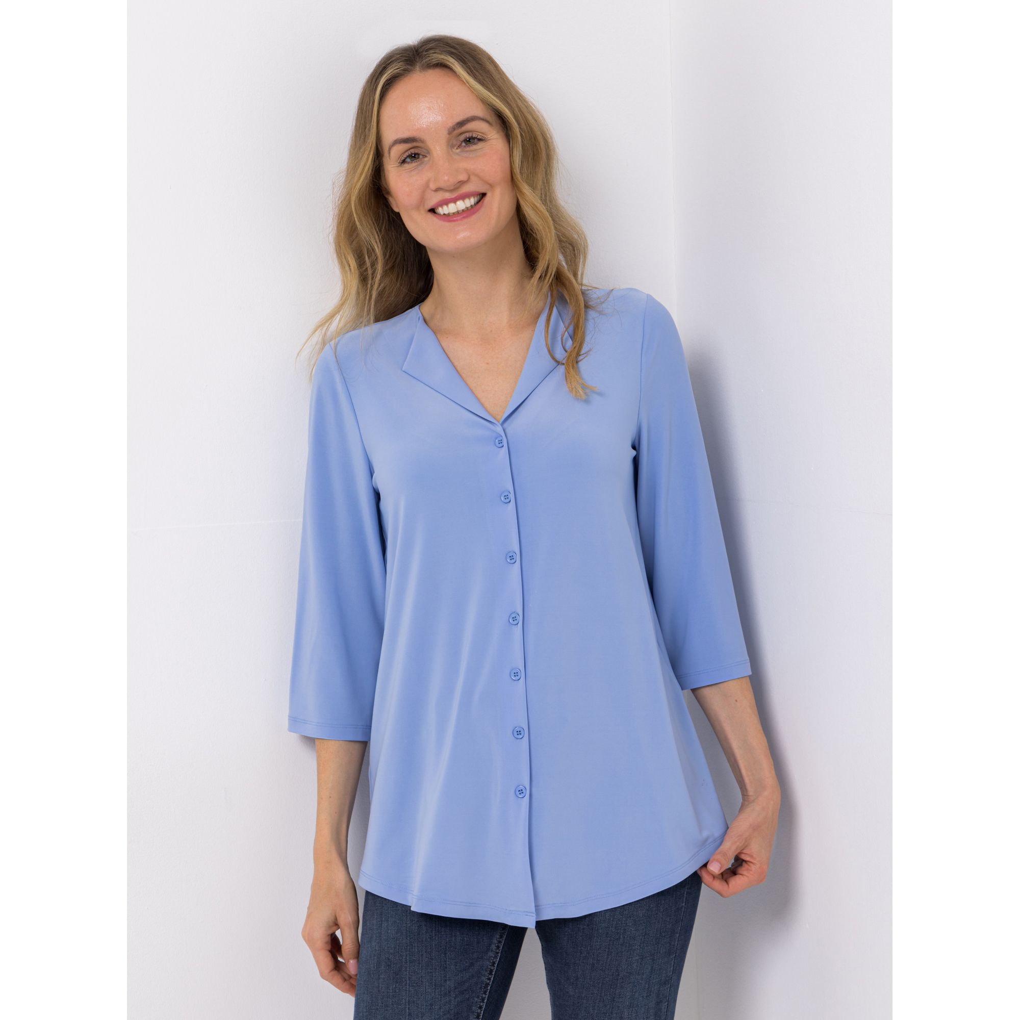 B-Ware KIM & CO. Shirt, 3/4-Arm Brazil Knit Jersey Knopfleiste