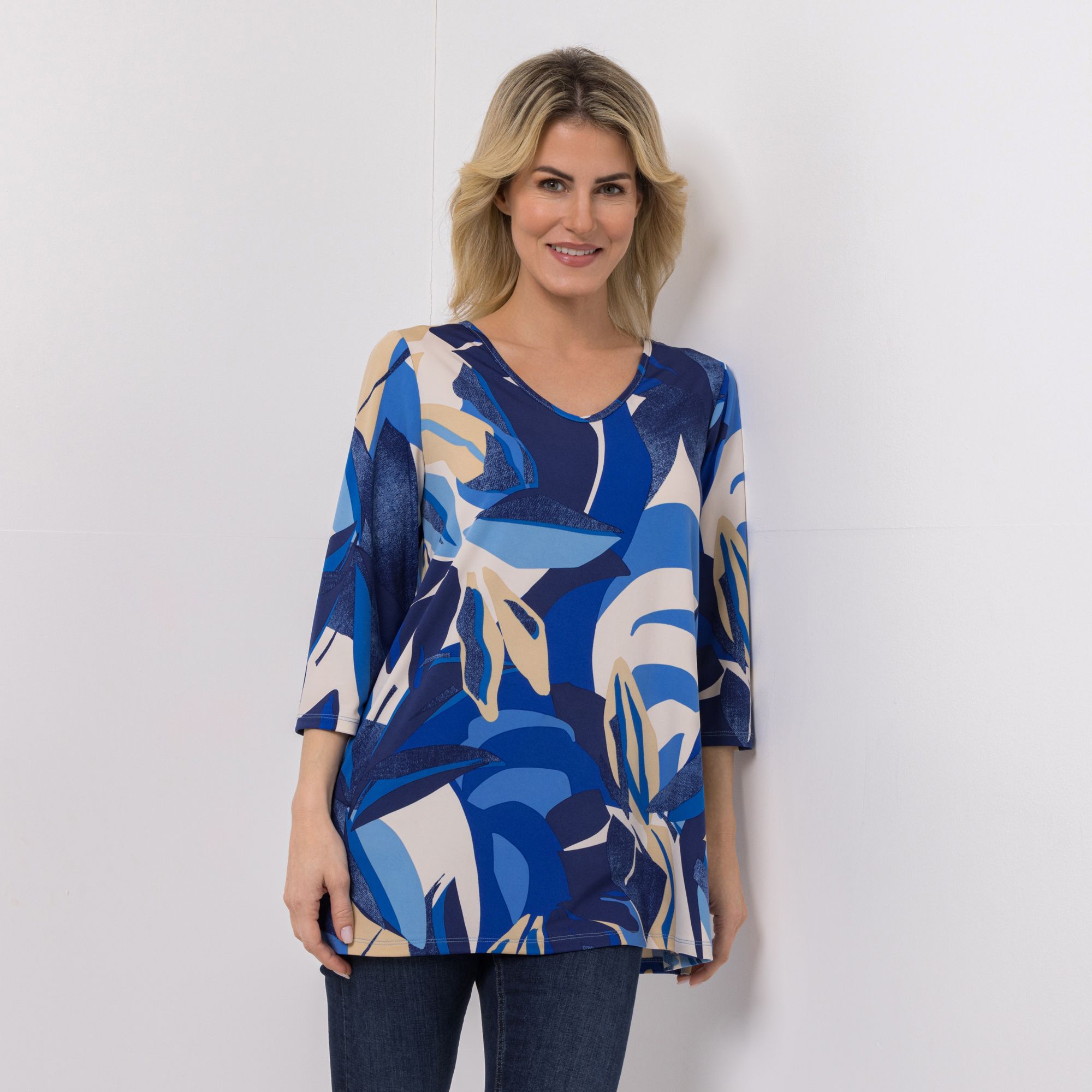 B-Ware KIM & CO. Longshirt, 3/4-Arm Brazil Knit Jersey Seitenschlitze