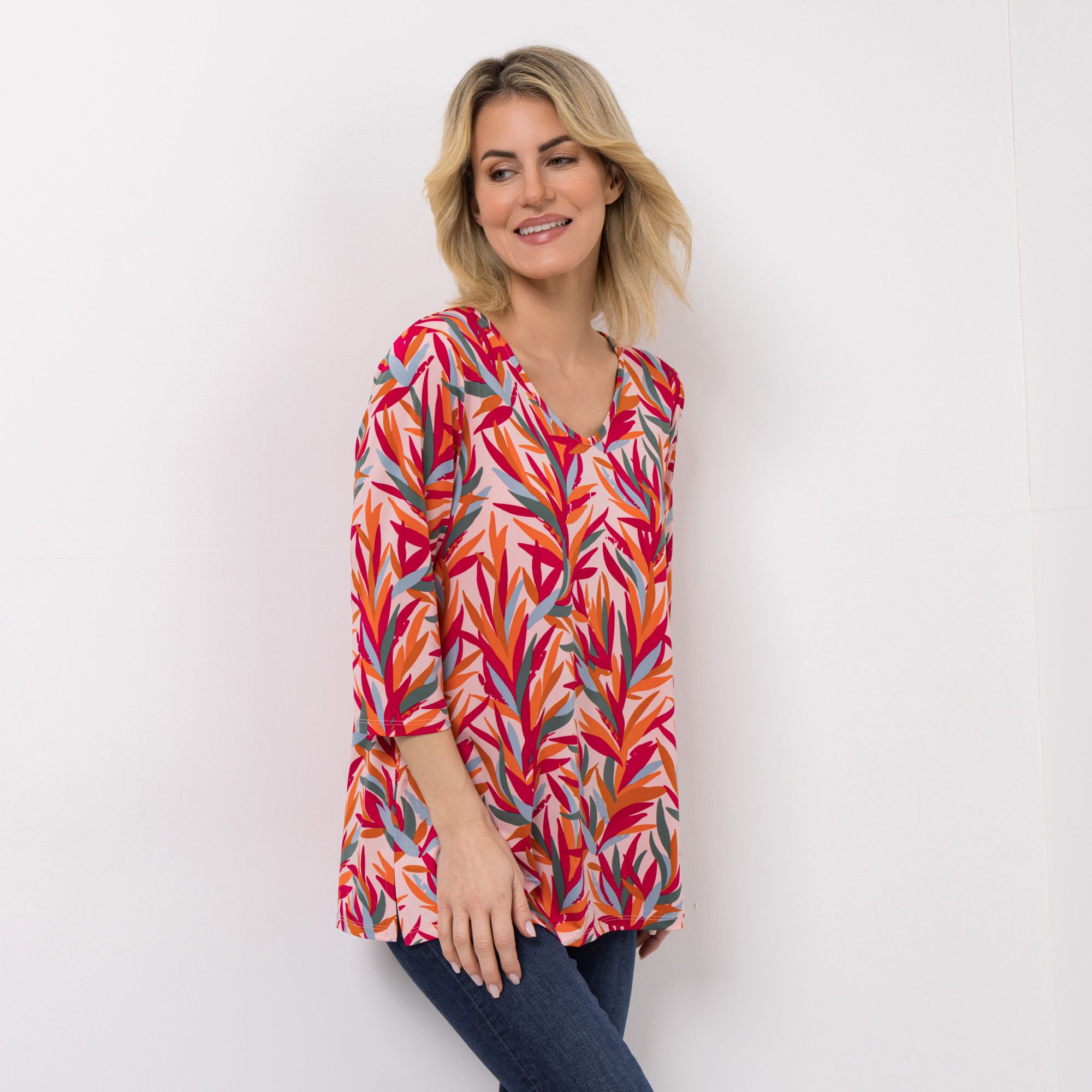 B-Ware KIM & CO. Longshirt, 3/4-Arm Brazil Knit Jersey Seitenschlitze