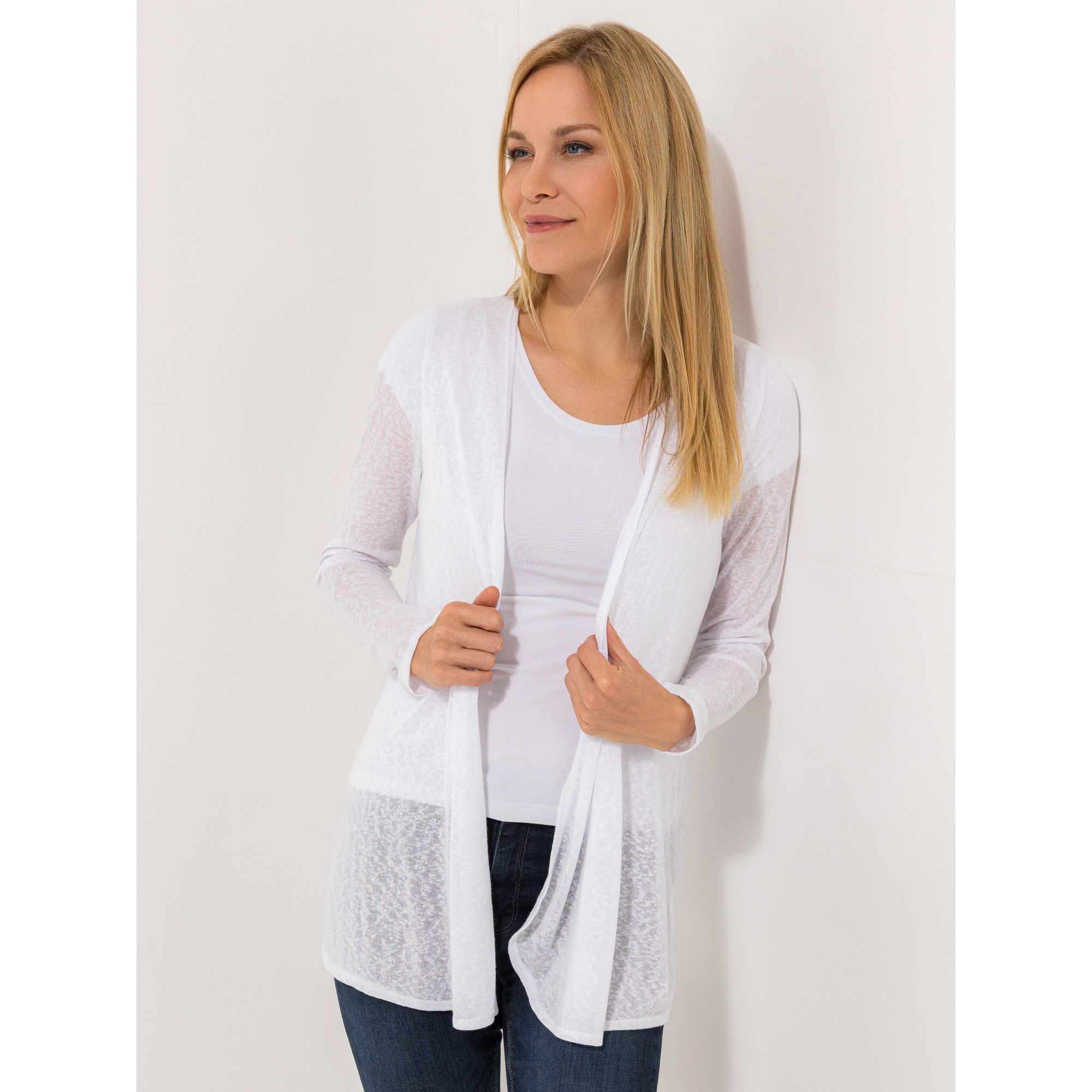 B-Ware KIM & CO. Cardigan, Langarm Leinen Optik Jersey offene Front