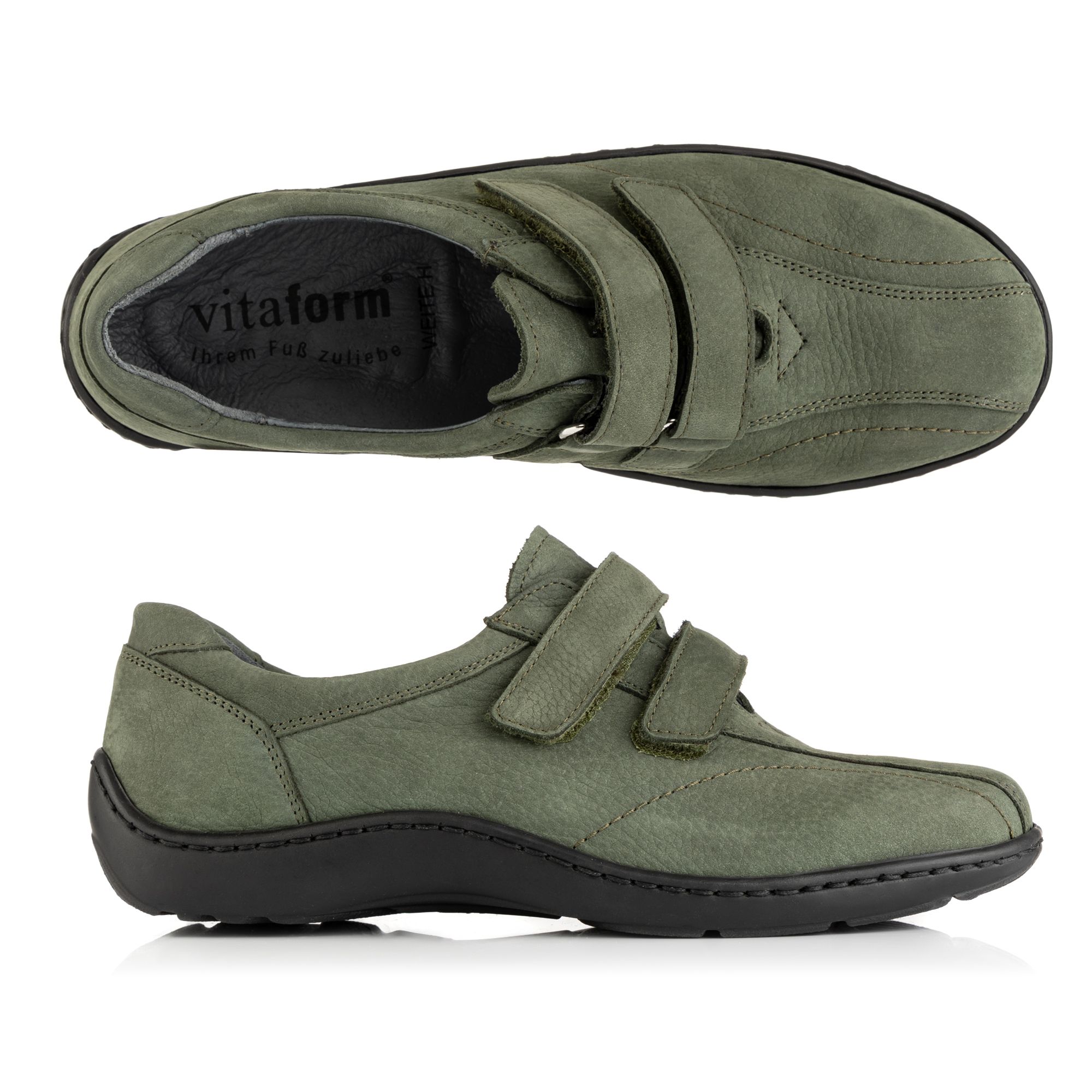 B-Ware VITAFORM Damen-Halbschuh Nubukleder 2 Klettverschlüsse