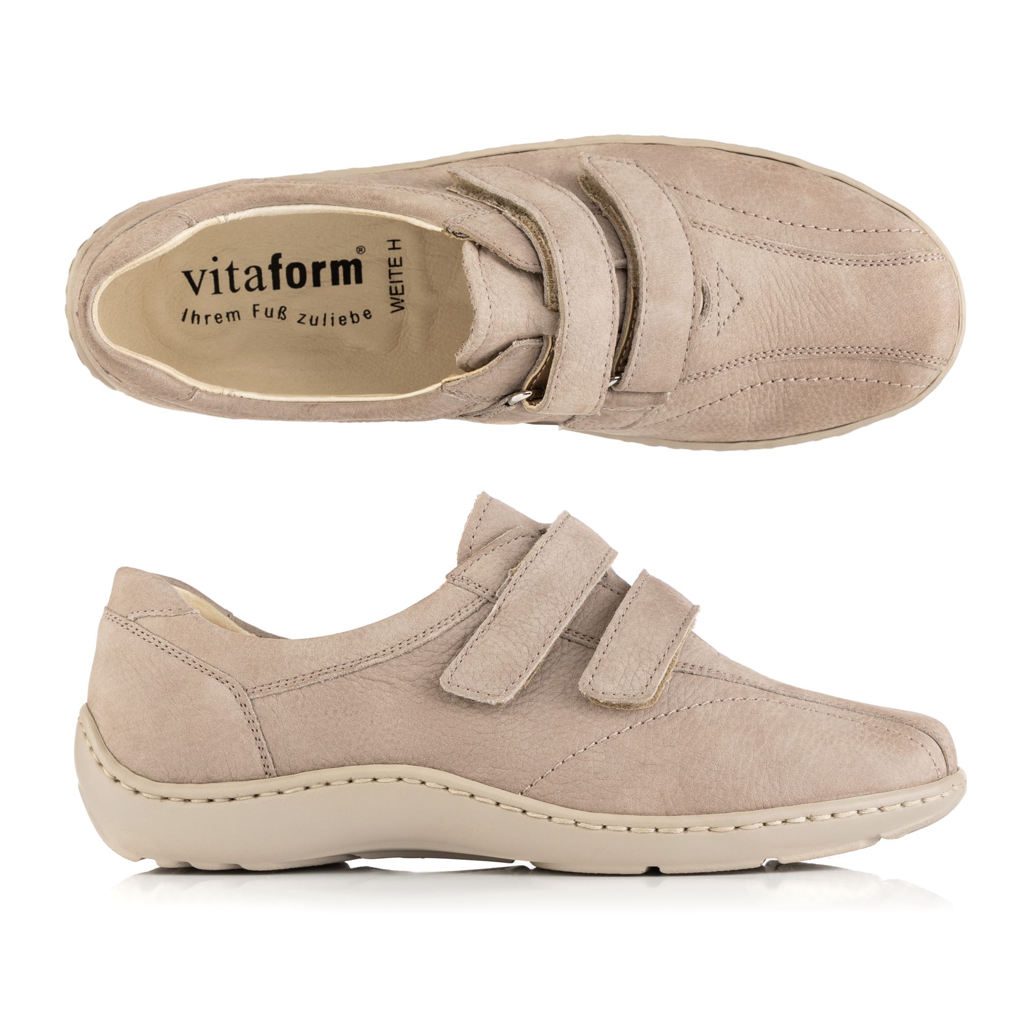 B-Ware VITAFORM Damen-Halbschuh Nubukleder 2 Klettverschlüsse