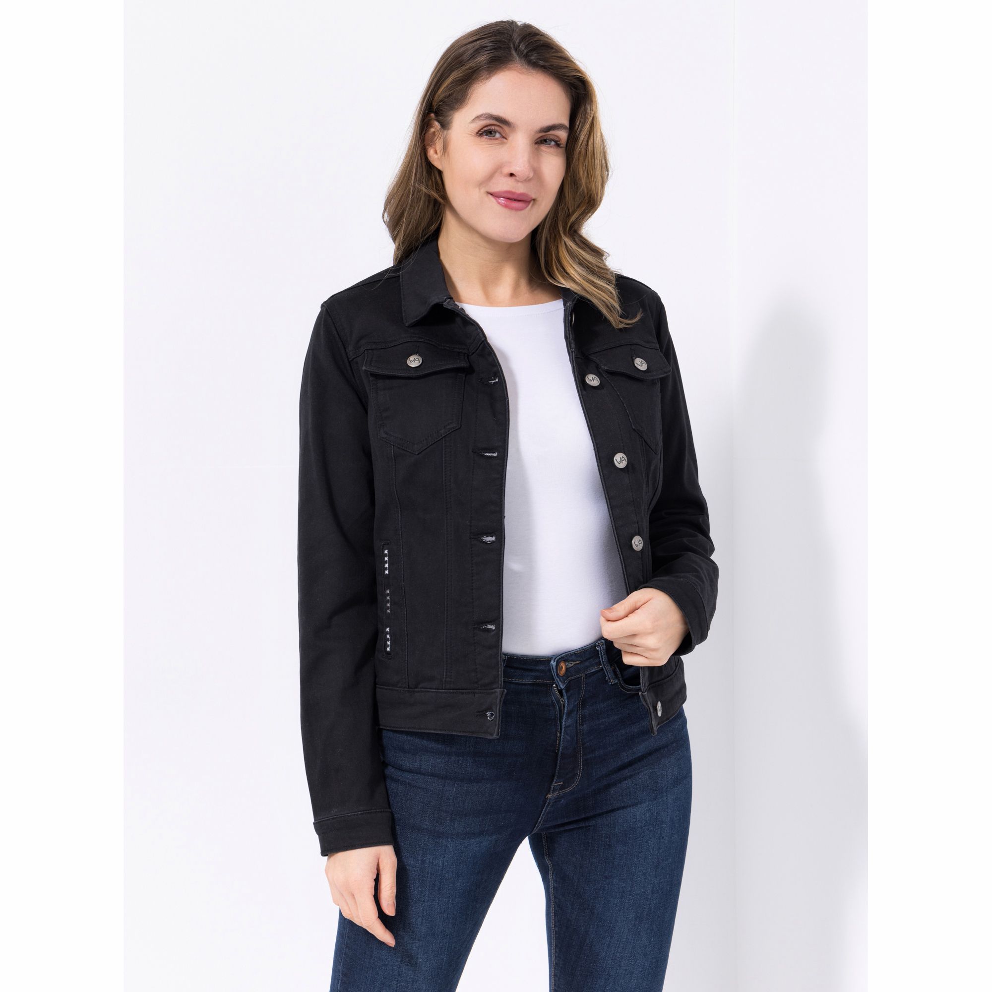 B-Ware VIA MILANO Jeansjacke, 1/1-Arm Thermo Knopfleiste