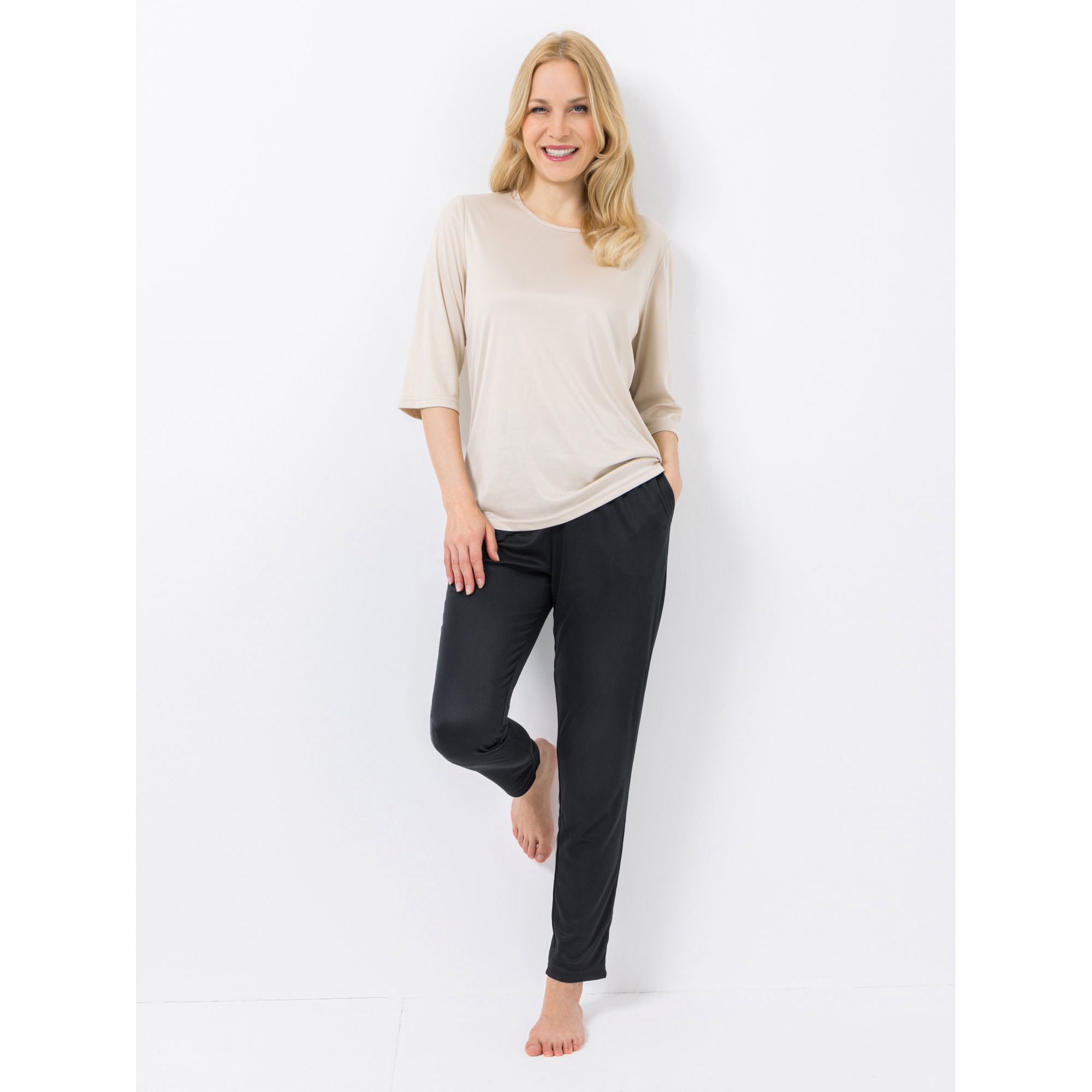 B-Ware JERYMOOD HOMEWEAR Loungewear-Anzug Mikrofaser Shirt, 3/4-Arm