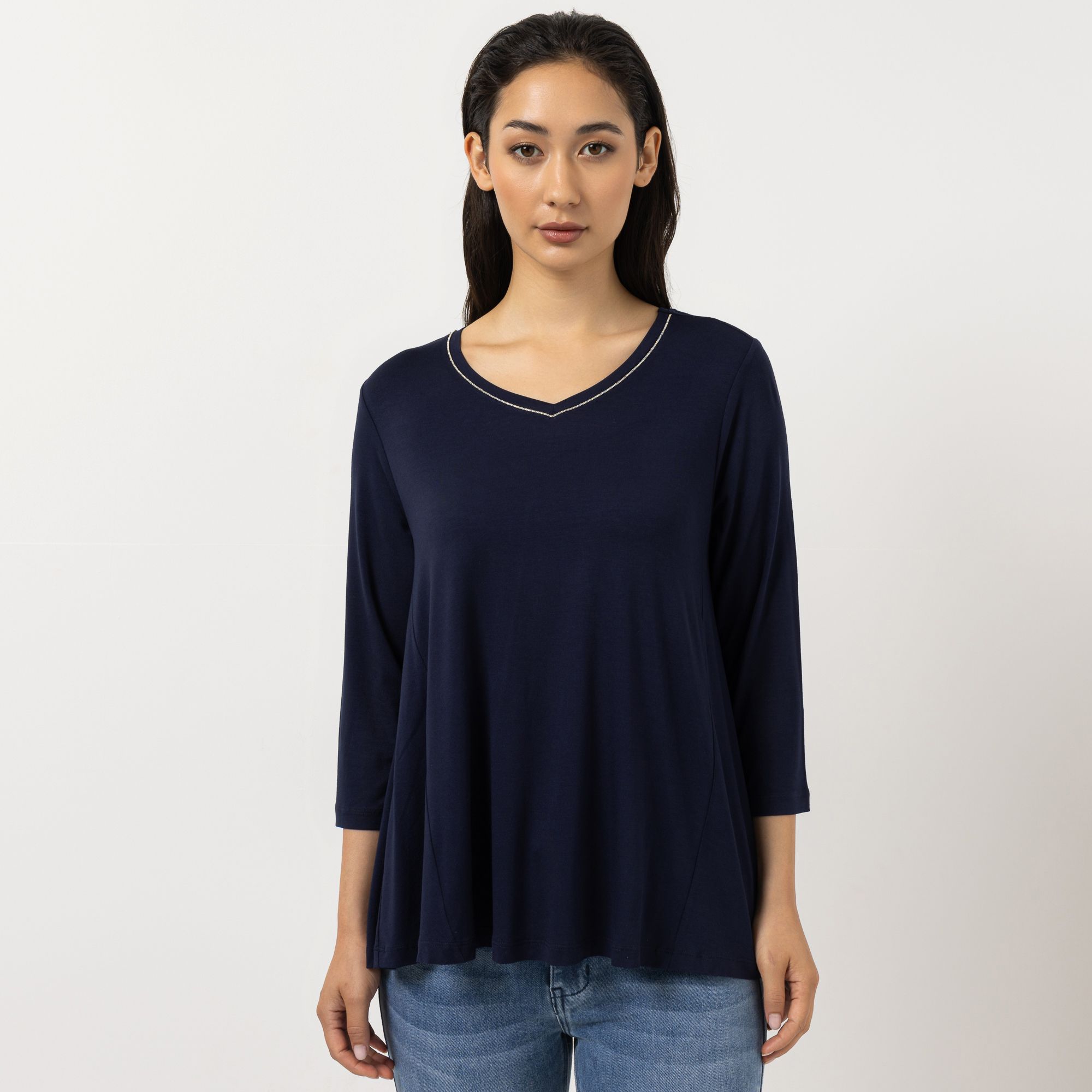 B-Ware STEFFEN SCHRAUT Shirt, 3/4 Arm V-Ausschnitt mit feinem Kettendetail