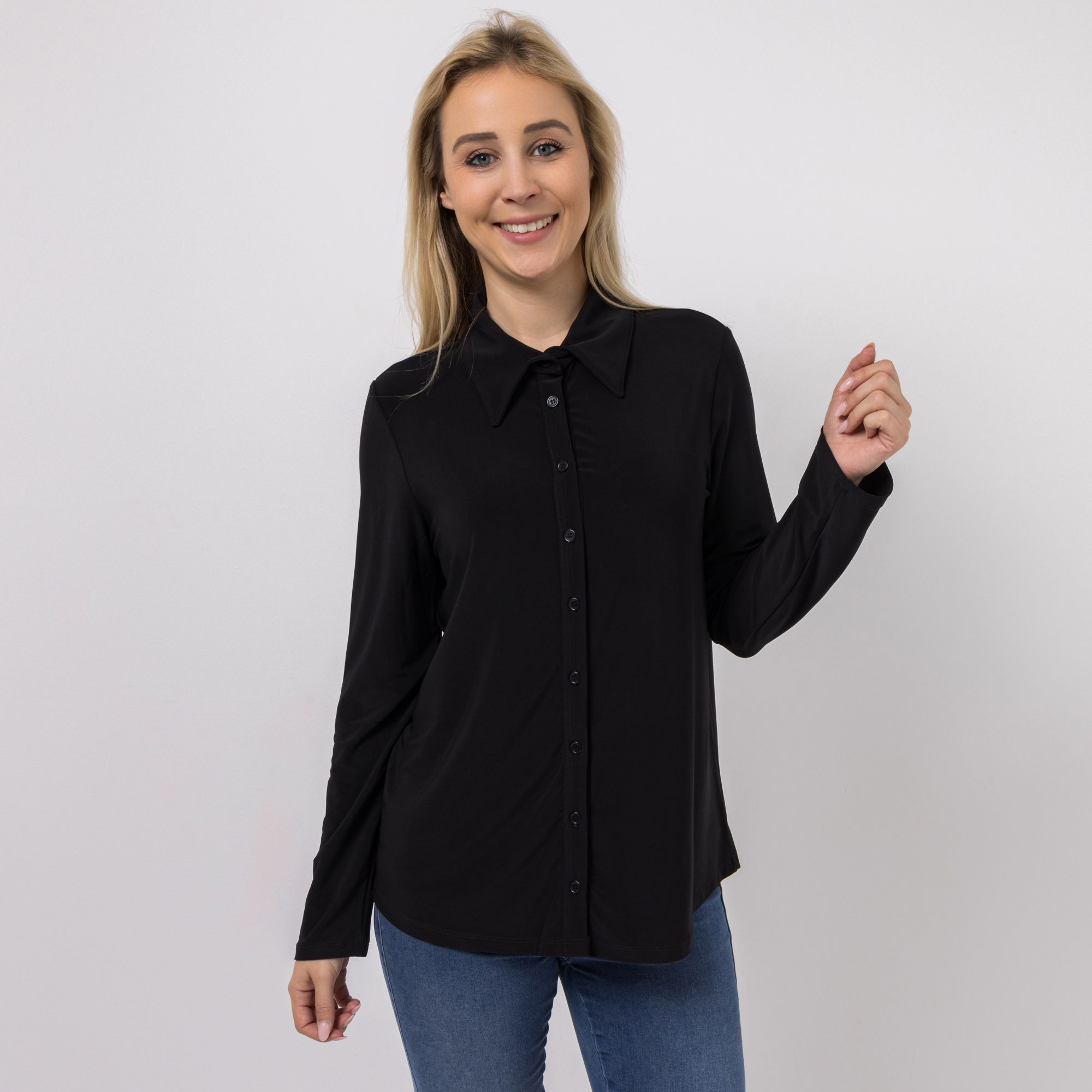 B-Ware KIM & CO. Shirt, Langarm Brazil Knit Jersey Knopfleiste