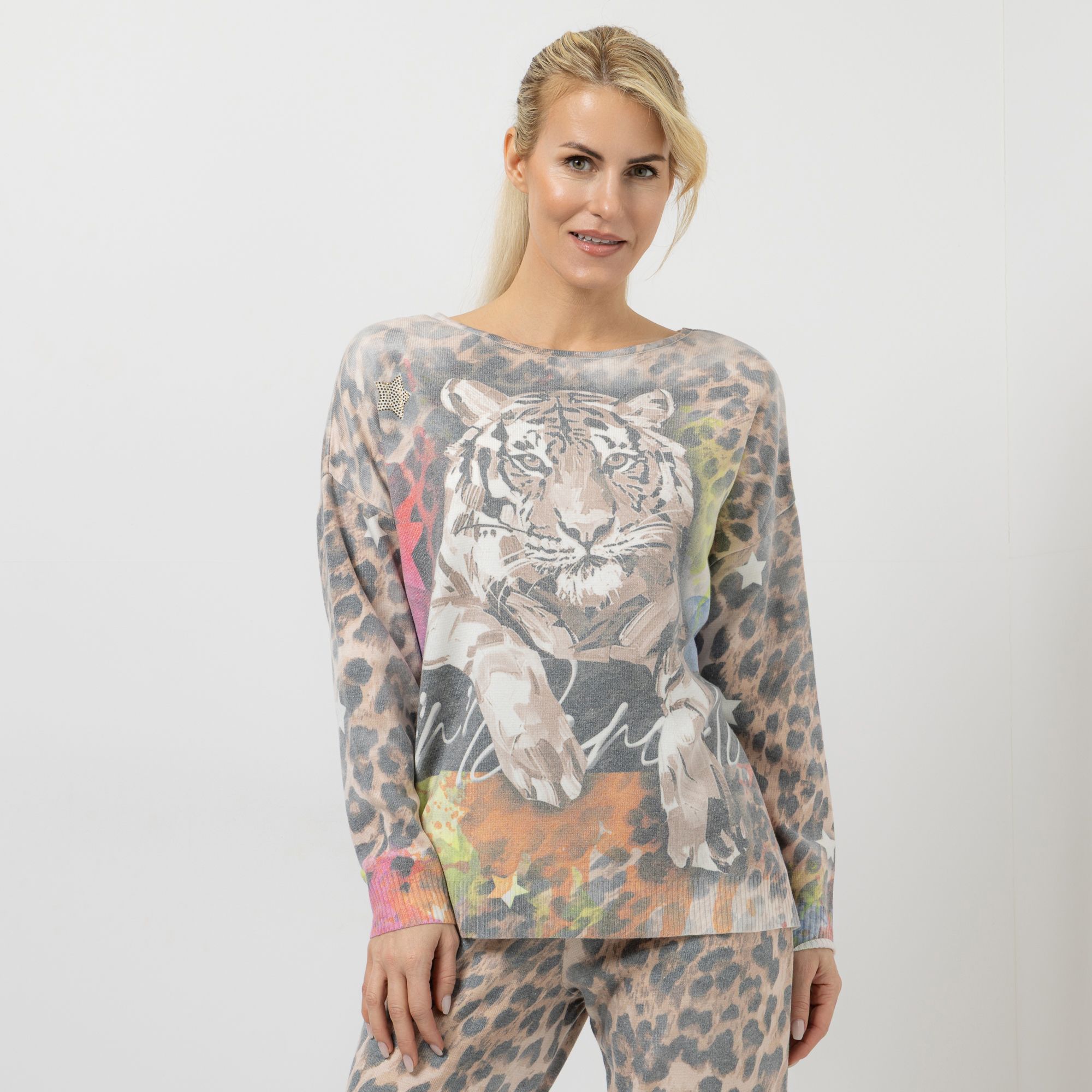 B-Ware DINE 'N' DANCE Pullover Rundhalsausschnitt beidseitig tragbar