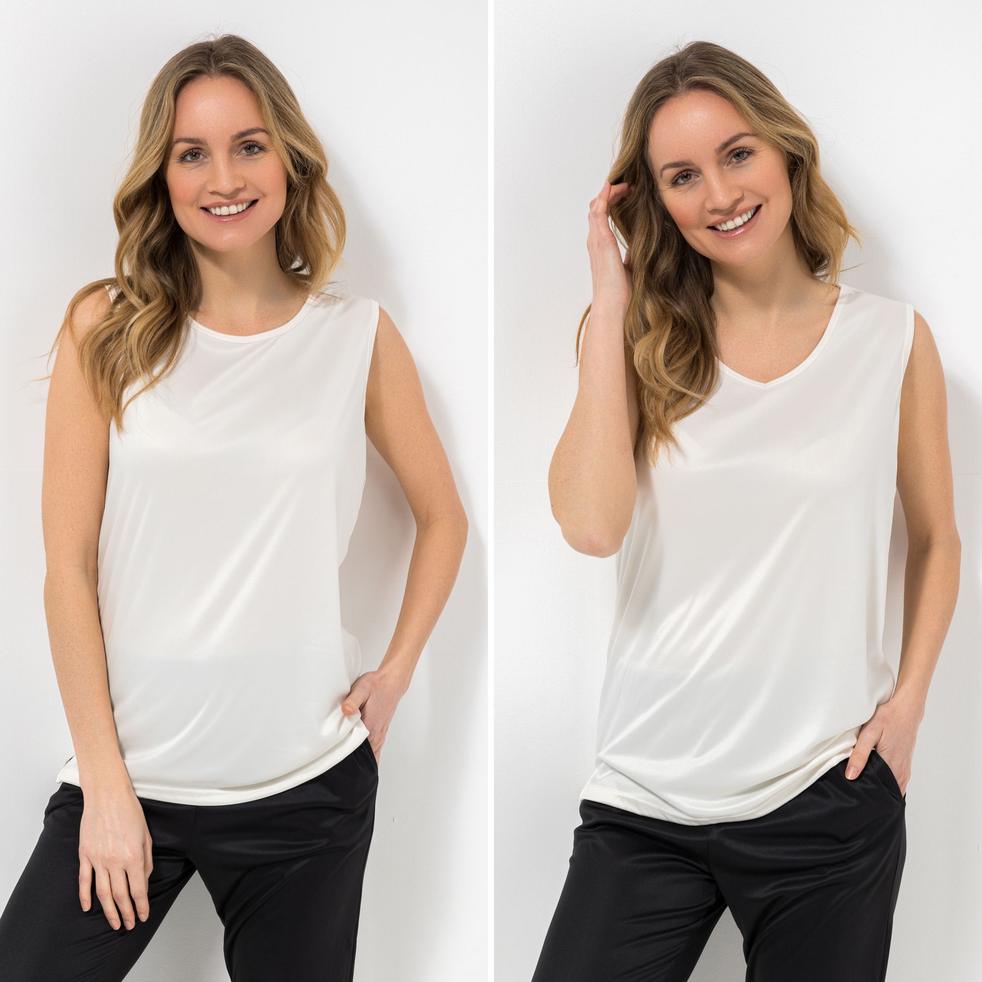 B-Ware JERYMOOD HOMEWEAR 2 Tops ohne Arm Mikrofaser 1x Rundhalsausschnitt