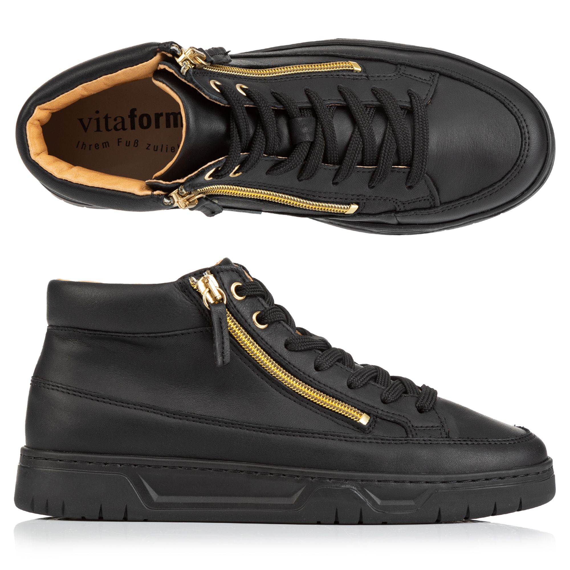 B-Ware VITAFORM Damen-Hightopsneaker Softnappa seitl. Reißverschluss