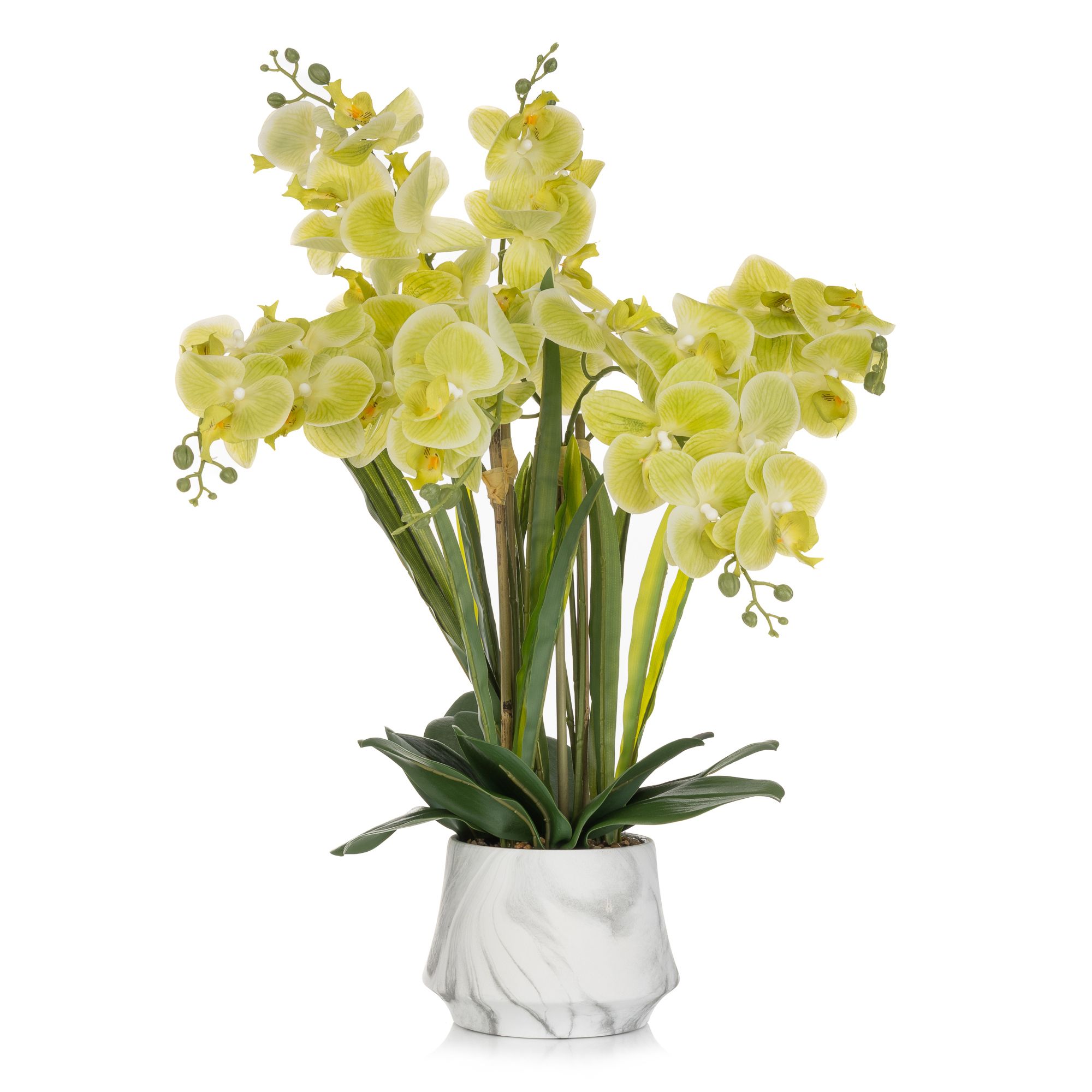 B-Ware ABELLA Flora künstliche Orchidee Realtouch-Blüten Marmoroptik-Topf