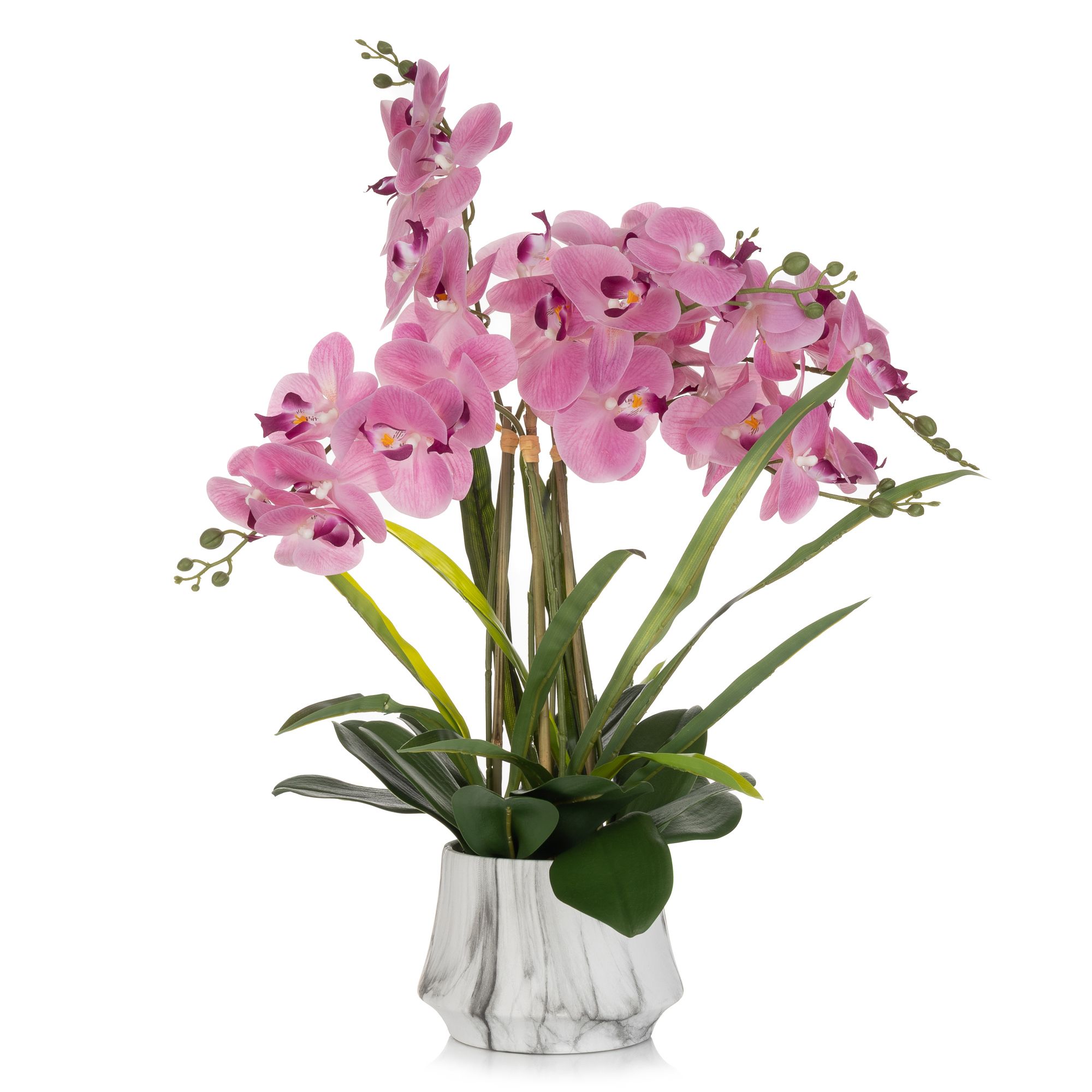 B-Ware ABELLA Flora künstliche Orchidee Realtouch-Blüten Marmoroptik-Topf