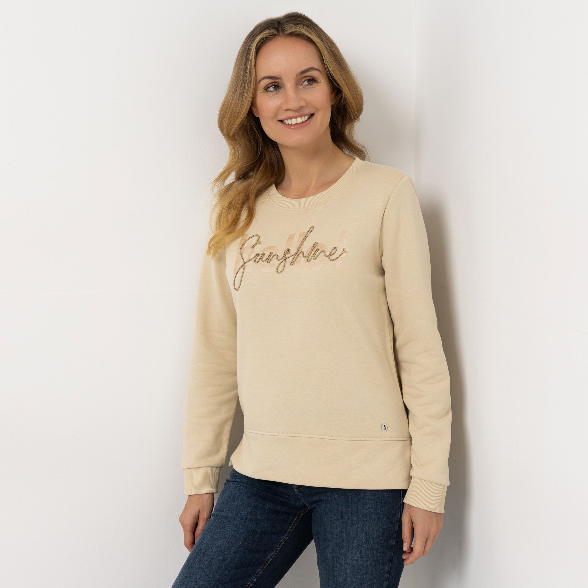 B-Ware STRANDFEIN Sweatshirt Rundhalsausschnitt Kordel-Applikation