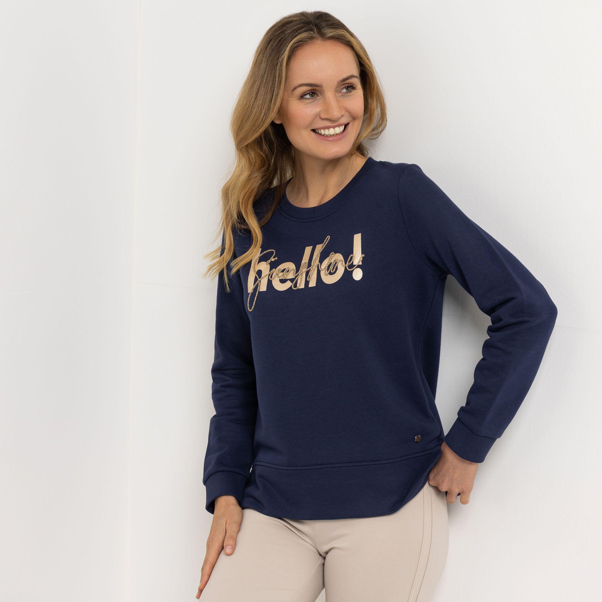 B-Ware STRANDFEIN Sweatshirt Rundhalsausschnitt Kordel-Applikation