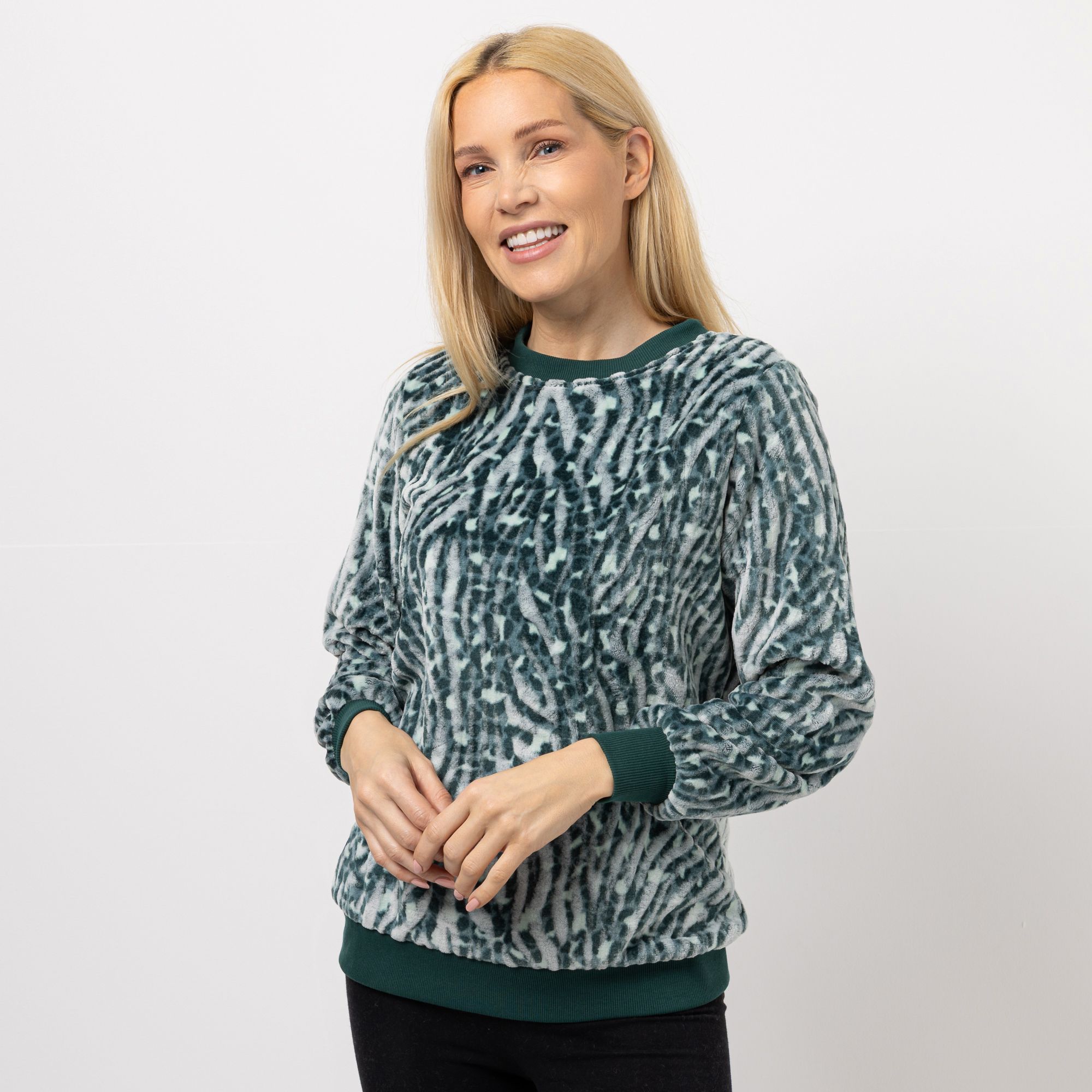 B-Ware MONT CHALET Damen-Pullover 3D-Animaldesign Mikrofaser Chinchilla