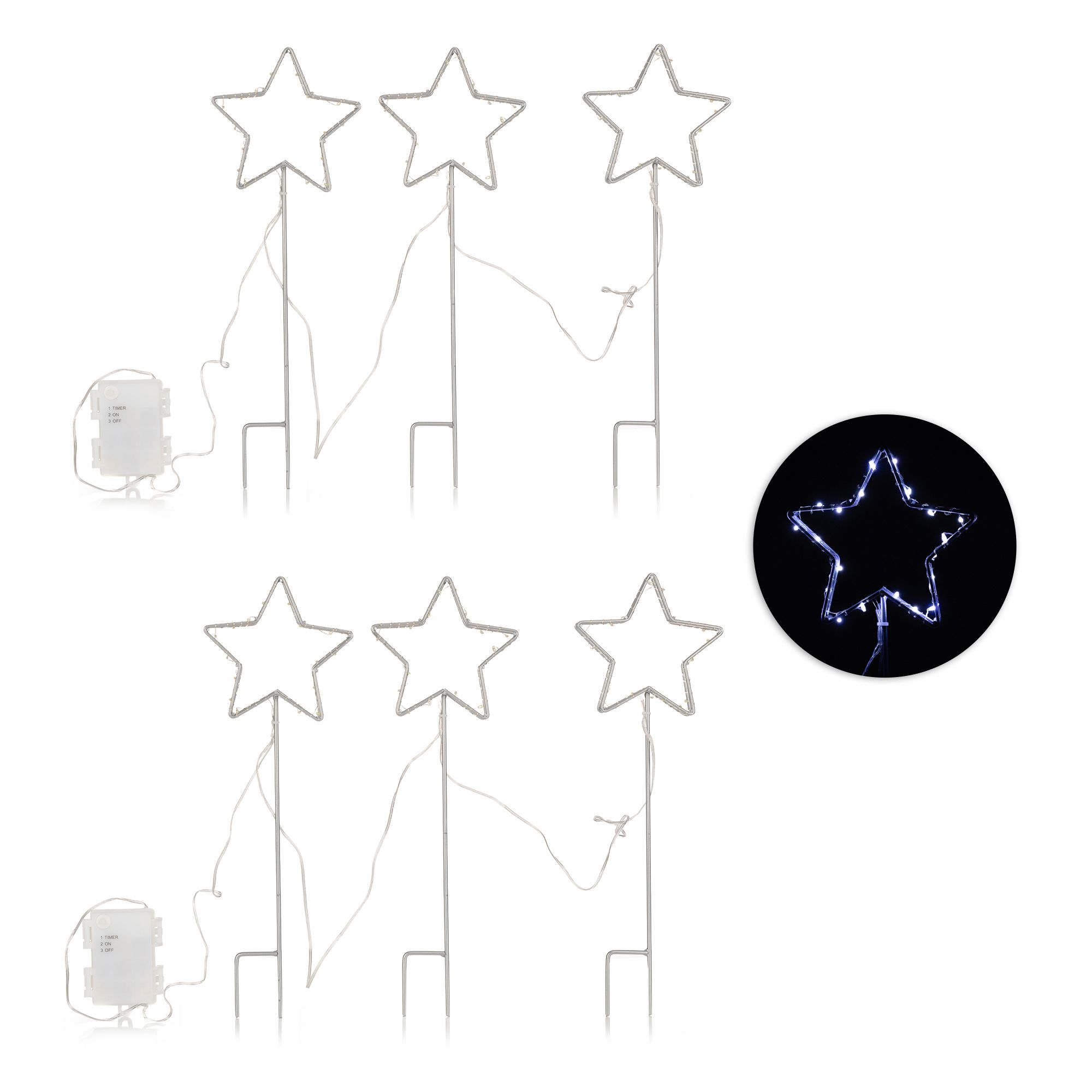 B-Ware LUMIDA Xmas LED-Leuchtsterne mit Erdspieß outdoorgeeignet