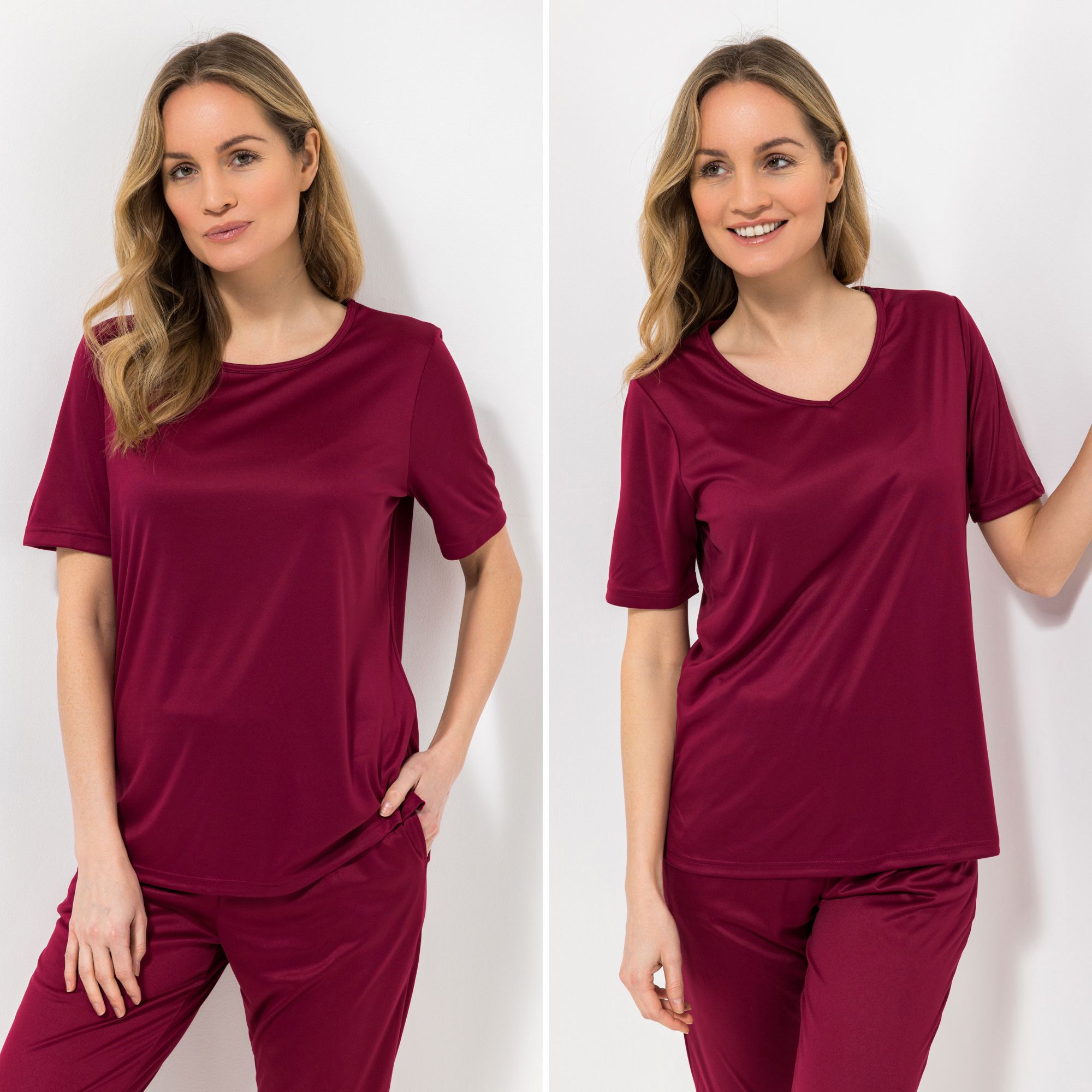 B-Ware JERYMOOD HOMEWEAR 2 Shirts, 1/2-Arm Mikrofaser 1x Rundhalsausschnitt