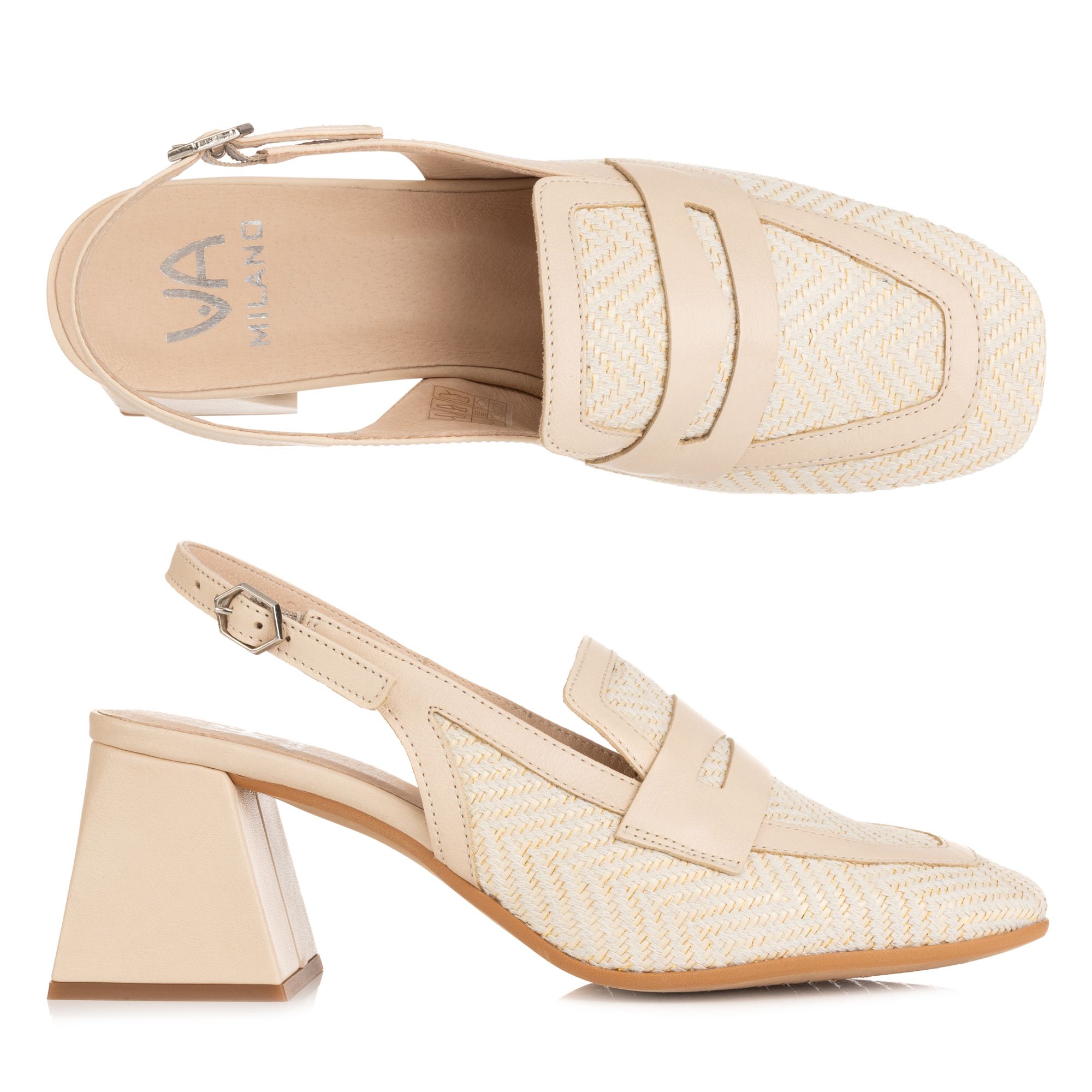 B-Ware VIA MILANO Damen-Sandalette Materialmix Schnallenverschluss