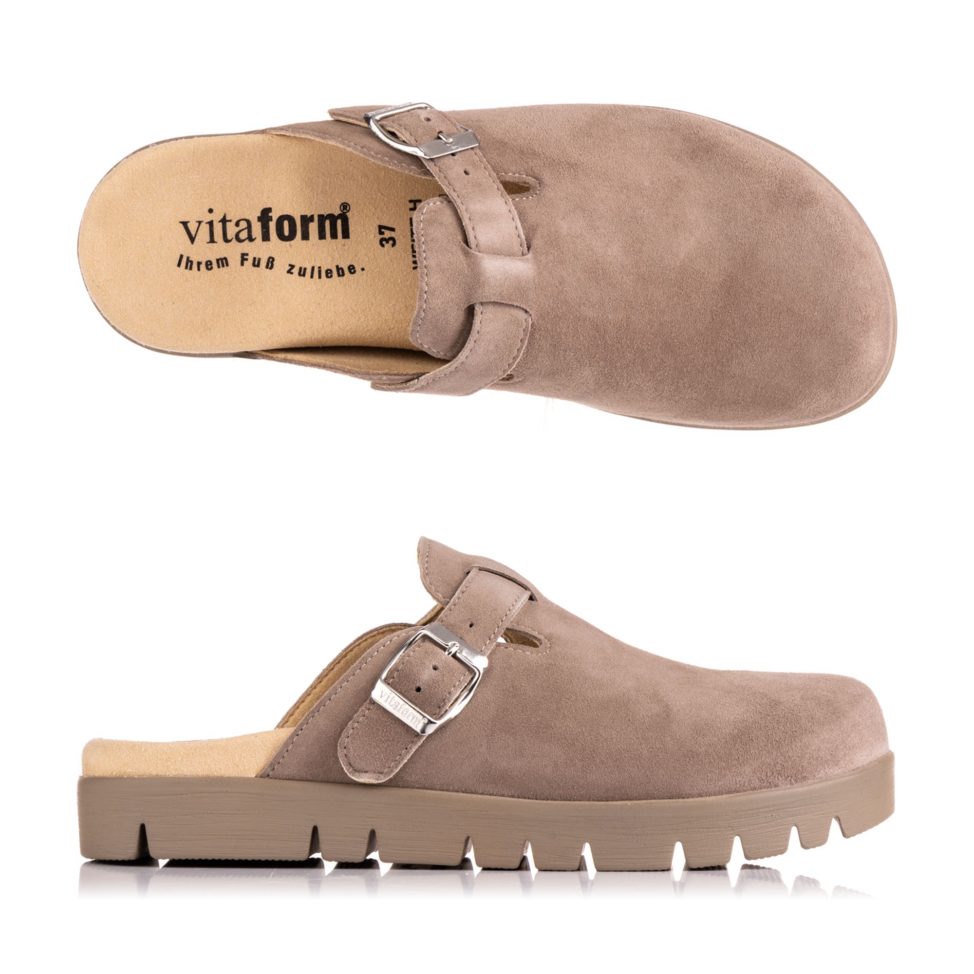 B-Ware VITAFORM Damen-Clog Samtziege Schnalle