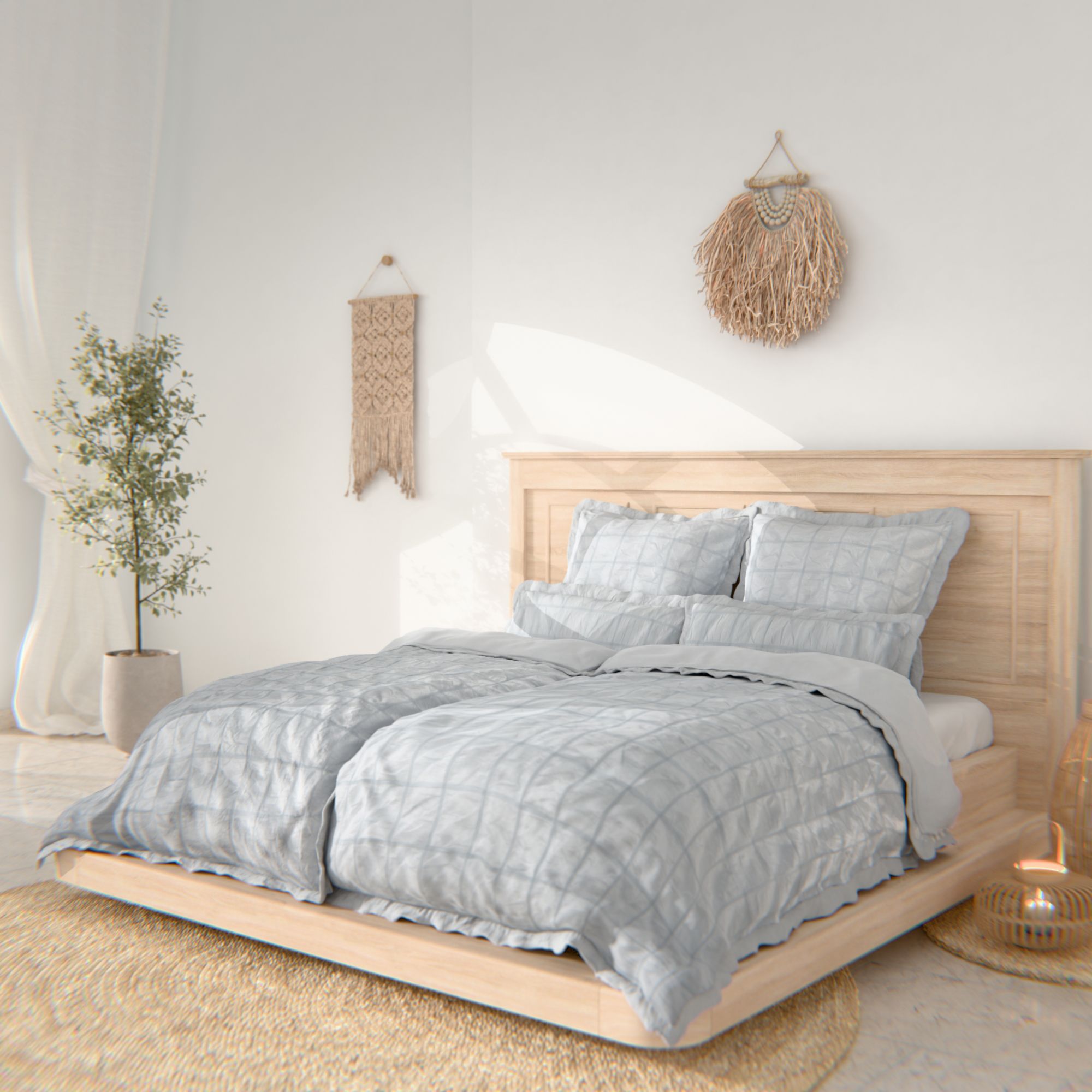 B-Ware SOFT WAVE uni Wendebettwäsche mit Rüschen Doppelbett, 6tlg.